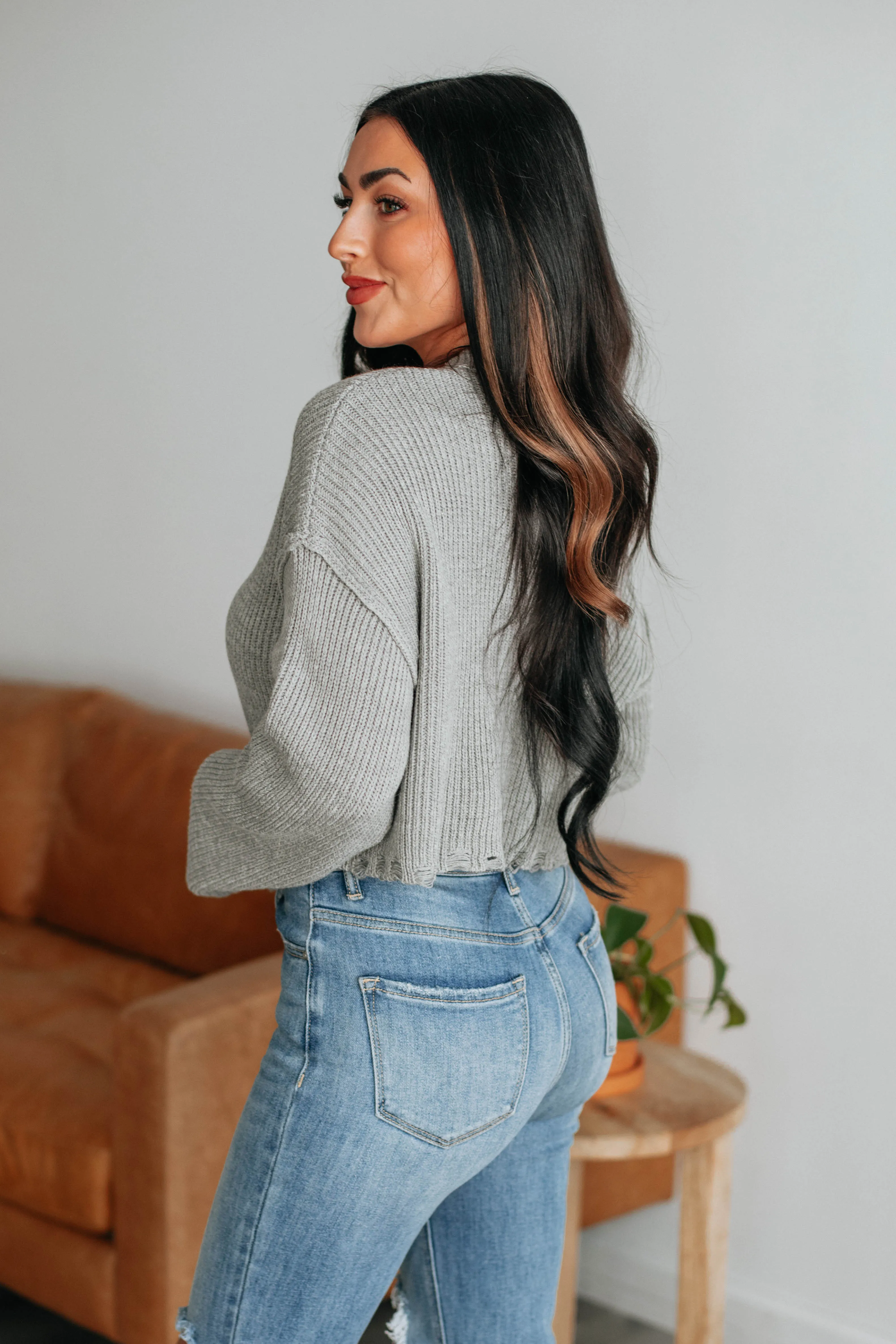 Vera Cropped Sweater - Grey sold by Wild Oak Boutique product image thumbnail 3