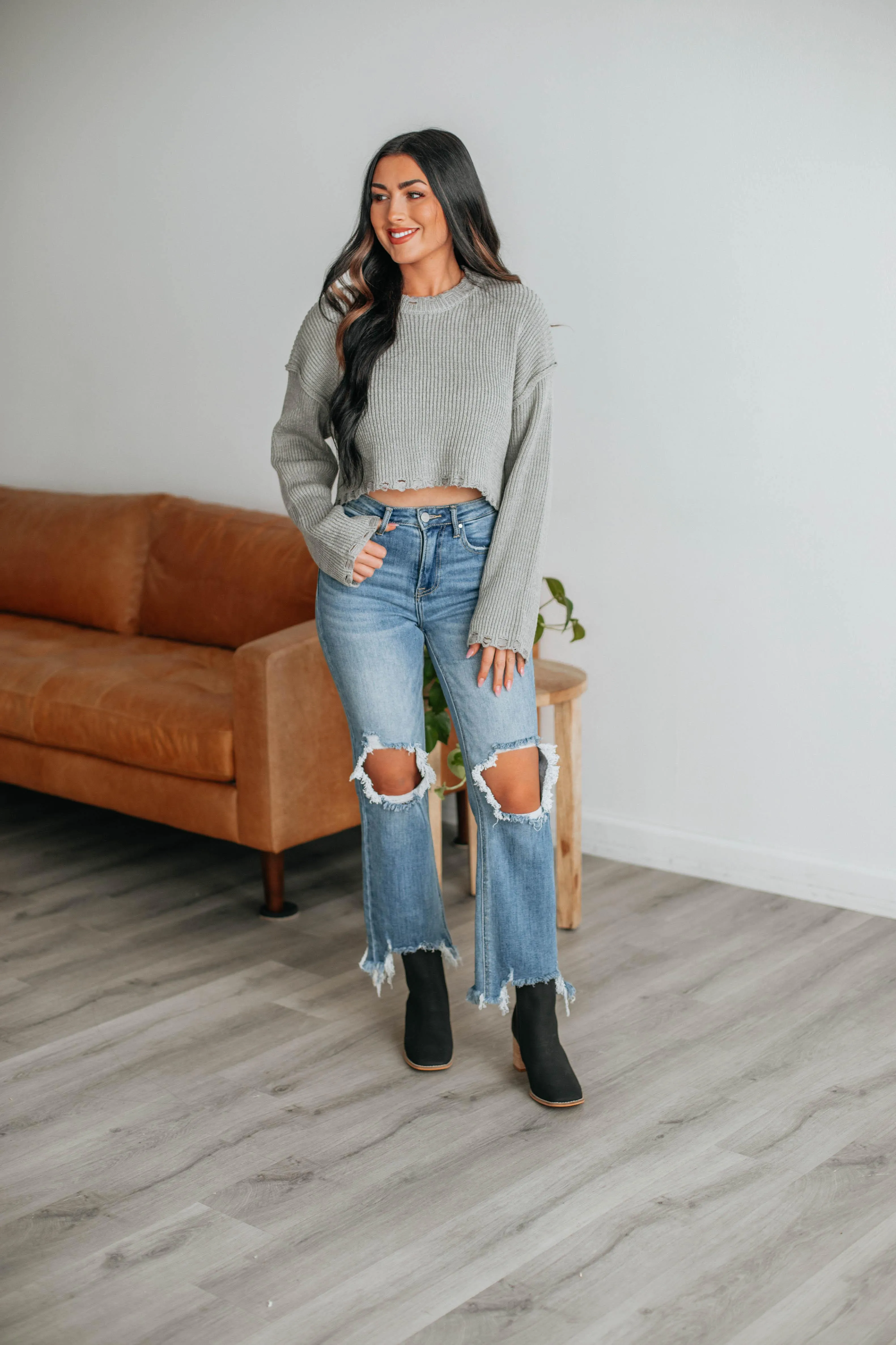 Vera Cropped Sweater - Grey sold by Wild Oak Boutique product image thumbnail 2