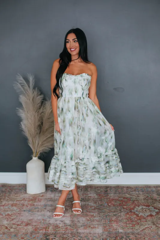 Layla Floral Dress - Basil sold by Wild Oak Boutique