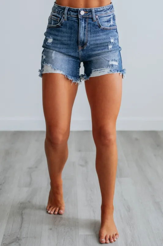 Carlie Risen Shorts - Medium Wash sold by Wild Oak Boutique