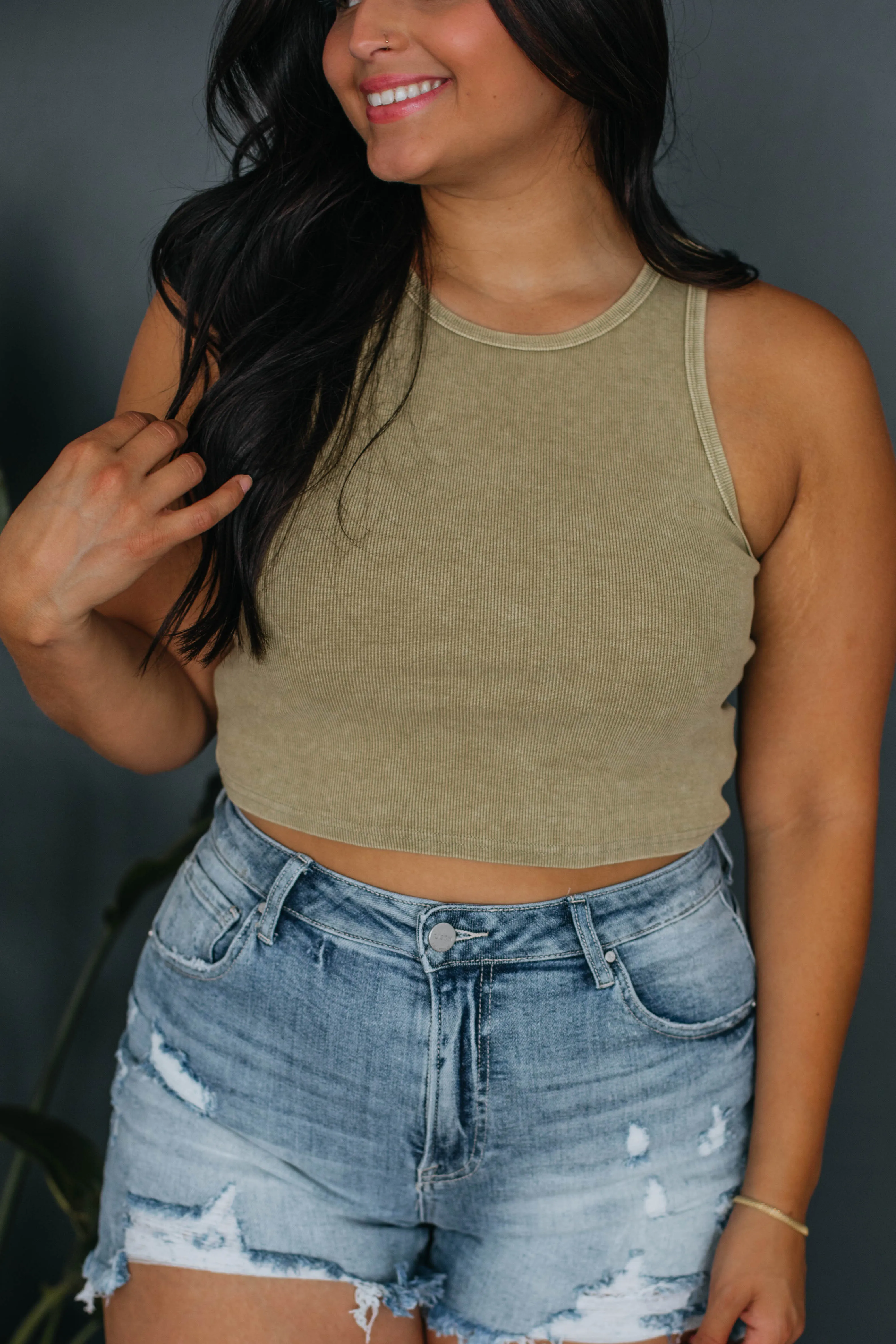 Julian Ribbed Tank - Light Olive sold by Wild Oak Boutique product image thumbnail 5