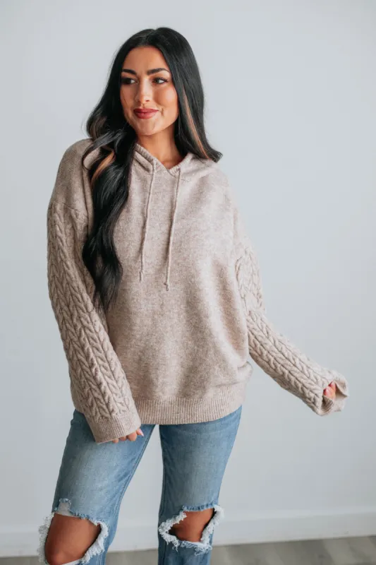Mikella Knit Hoodie - Mocha sold by Wild Oak Boutique