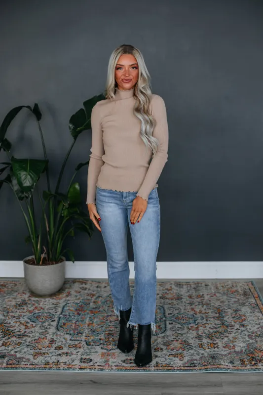Elise Ribbed Top - Taupe sold by Wild Oak Boutique