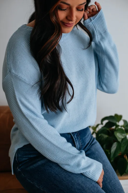 Adina Knit Sweater - Cornflower Blue sold by Wild Oak Boutique