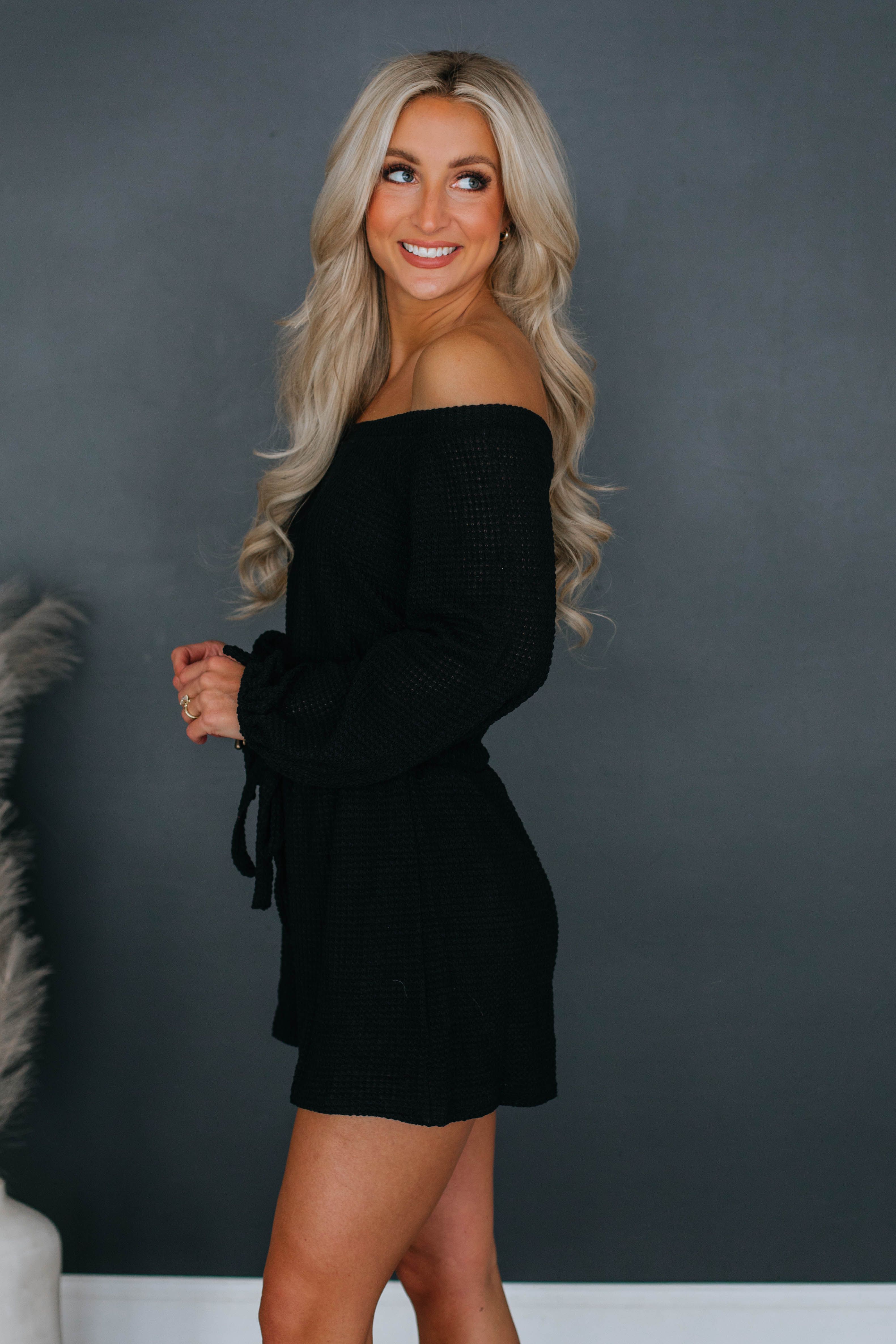 Zeldine Off-Shoulder Romper - Black sold by Wild Oak Boutique product image thumbnail 5