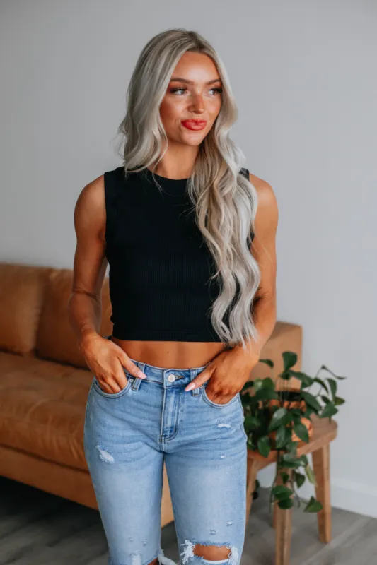 Razlyn Ribbed Tank - Black sold by Wild Oak Boutique