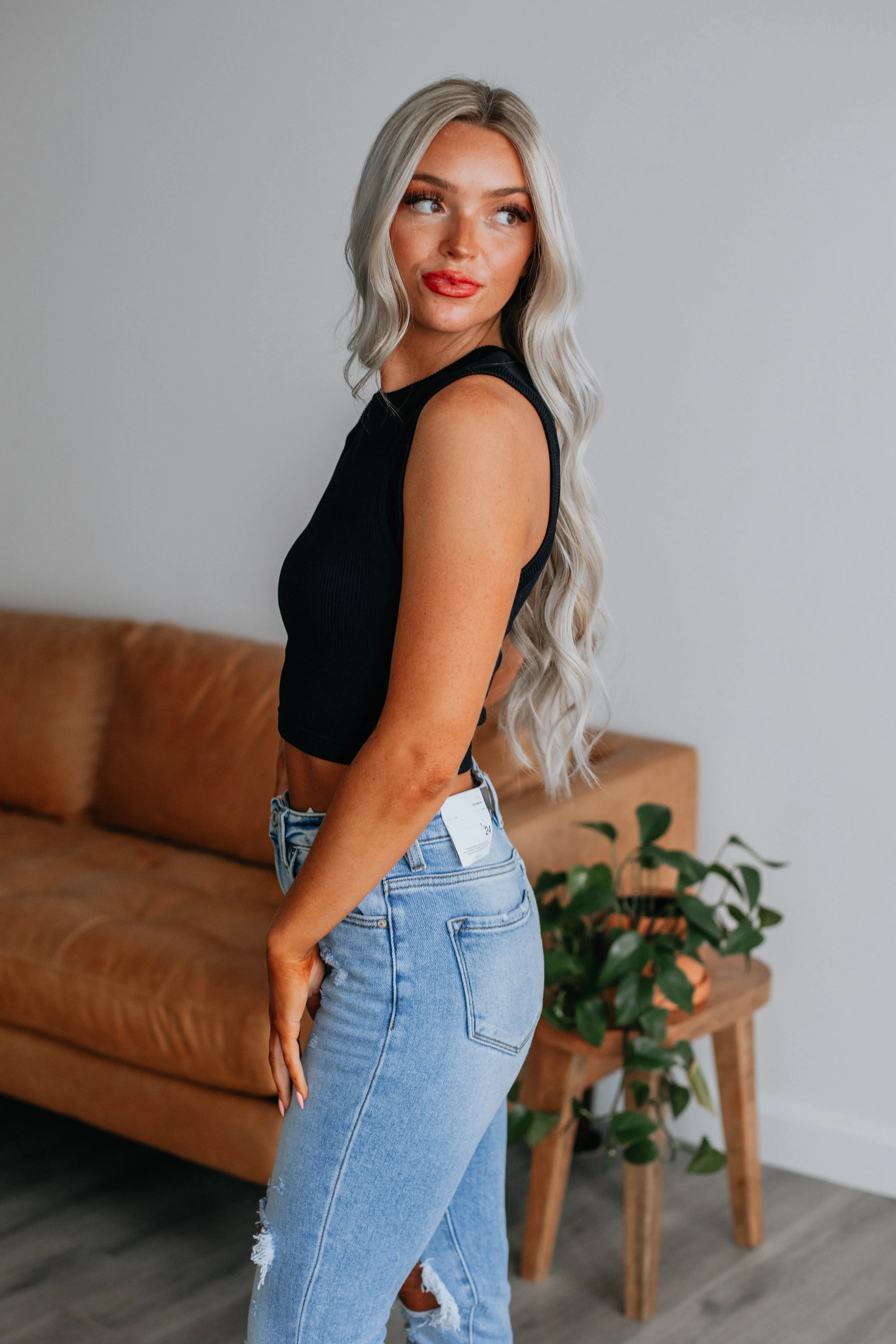 Razlyn Ribbed Tank - Black sold by Wild Oak Boutique product image thumbnail 3