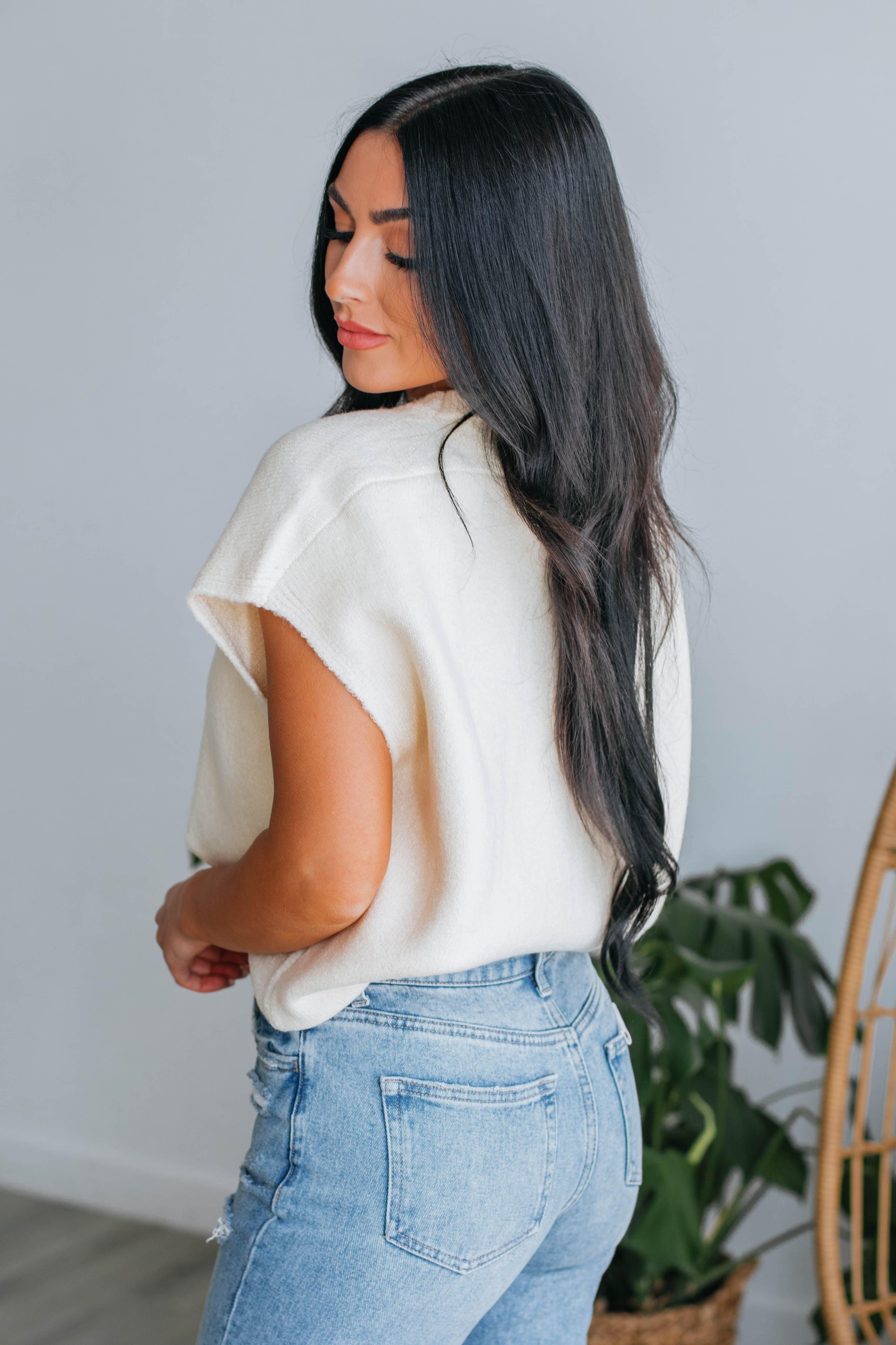 Kian Sweater Vest - Cream sold by Wild Oak Boutique product image thumbnail 4