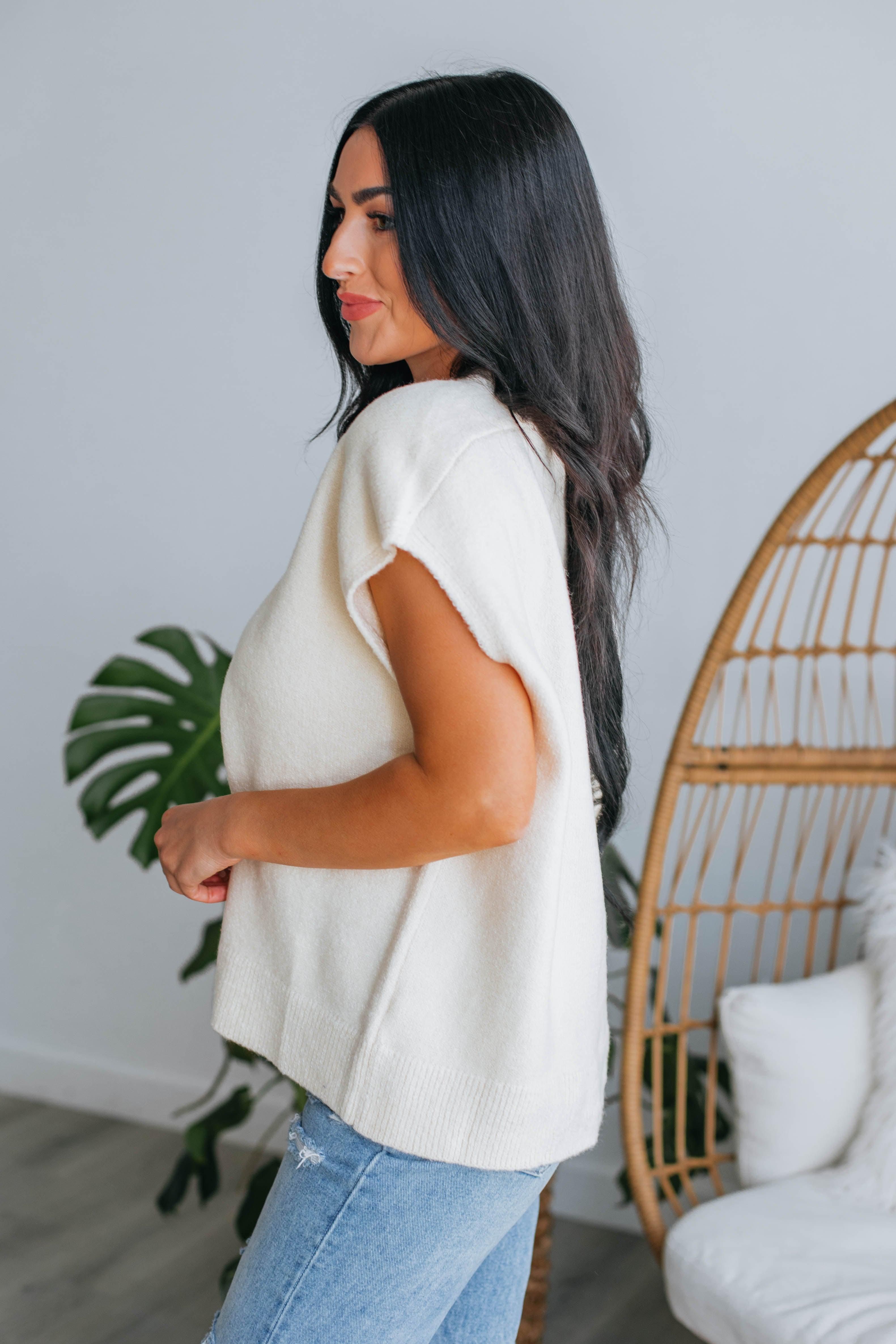 Kian Sweater Vest - Cream sold by Wild Oak Boutique product image thumbnail 5