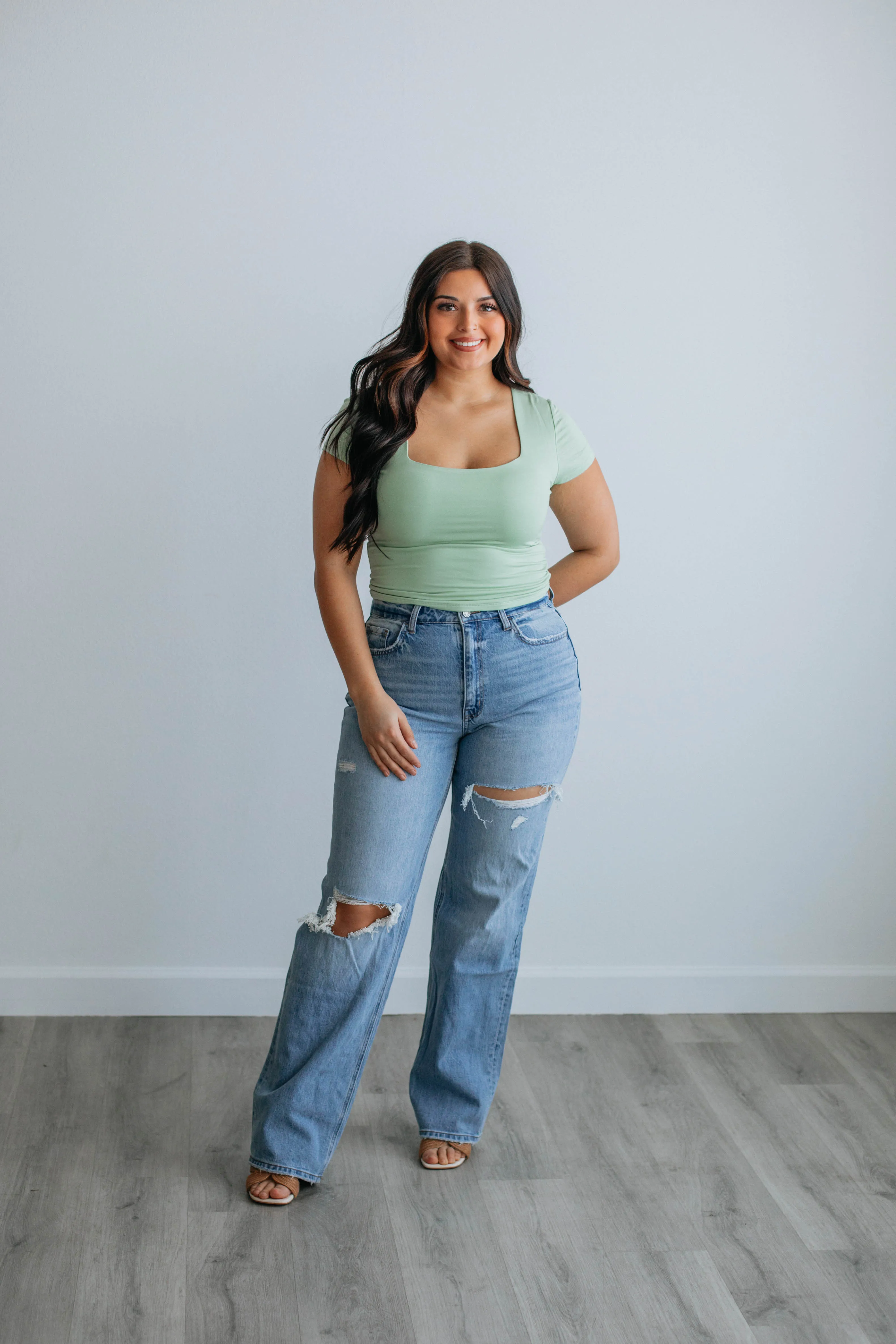 Jace Basic Top - Pistachio sold by Wild Oak Boutique product image thumbnail 3