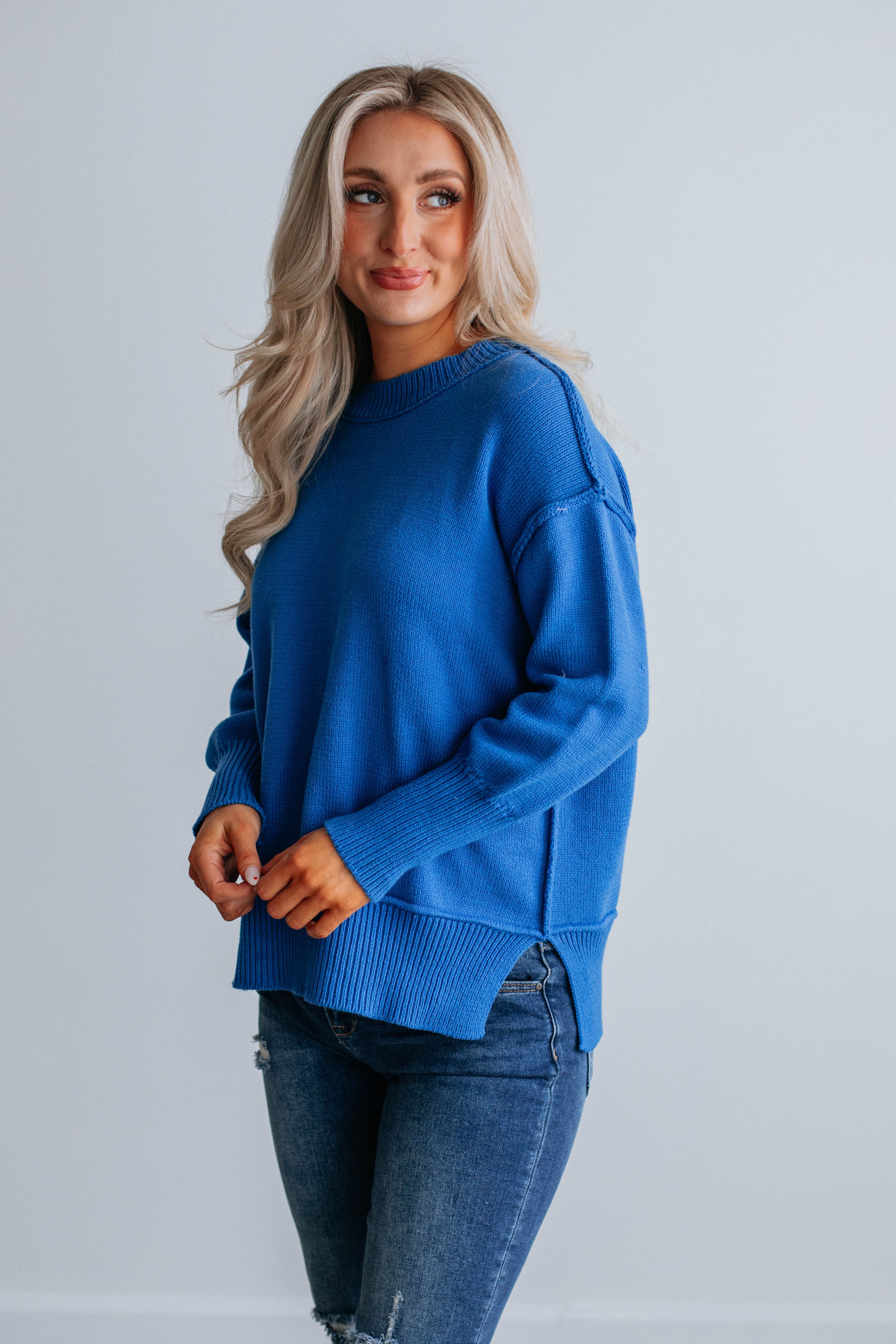 Odelia Oversized Sweater - Royal Blue sold by Wild Oak Boutique product image thumbnail 4