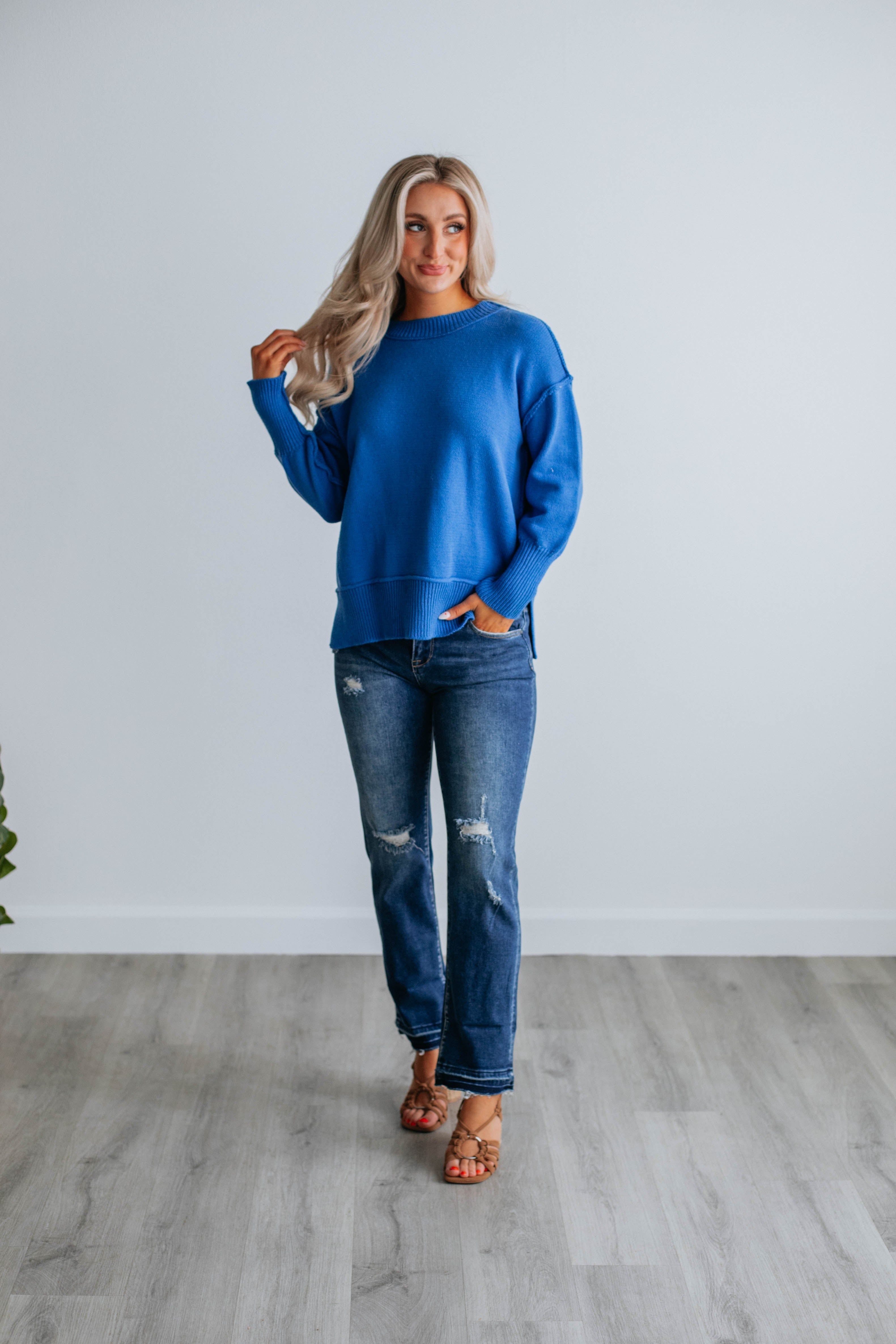 Odelia Oversized Sweater - Royal Blue sold by Wild Oak Boutique product image thumbnail 3