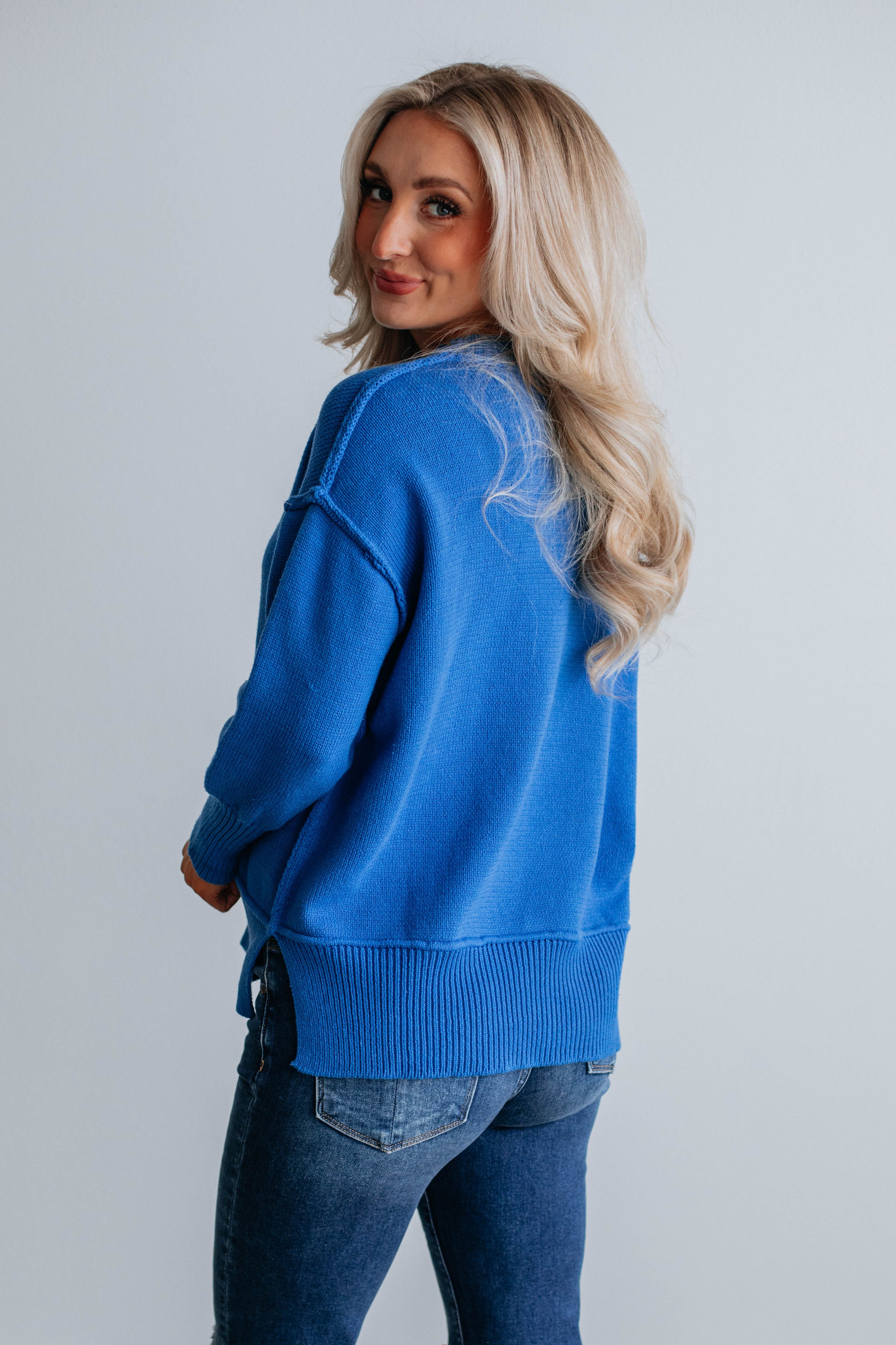Odelia Oversized Sweater - Royal Blue sold by Wild Oak Boutique product image thumbnail 2