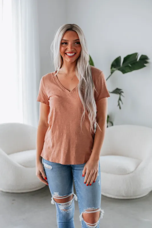 Luca Basic Tee - Clay sold by Wild Oak Boutique