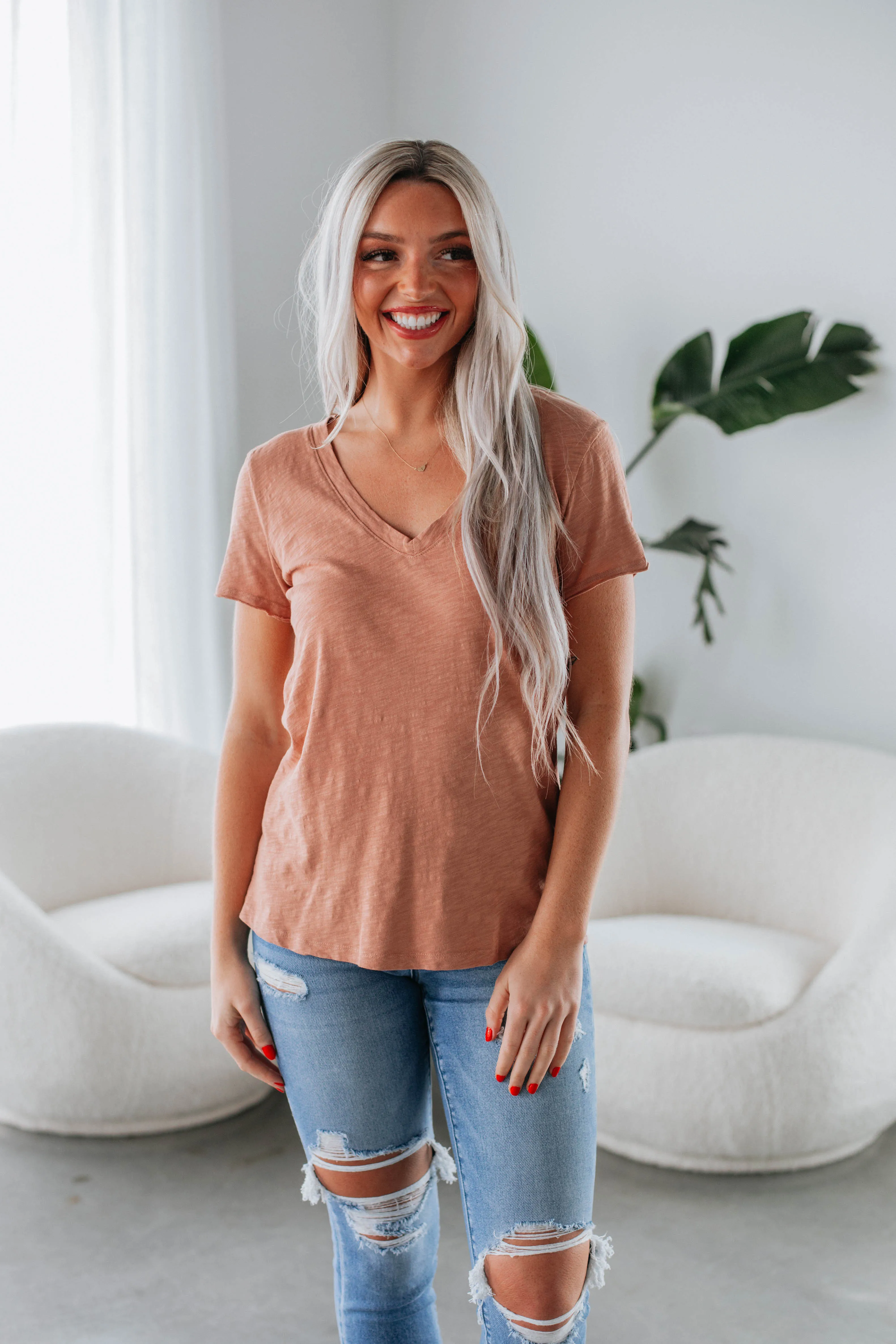 Luca Basic Tee - Clay sold by Wild Oak Boutique