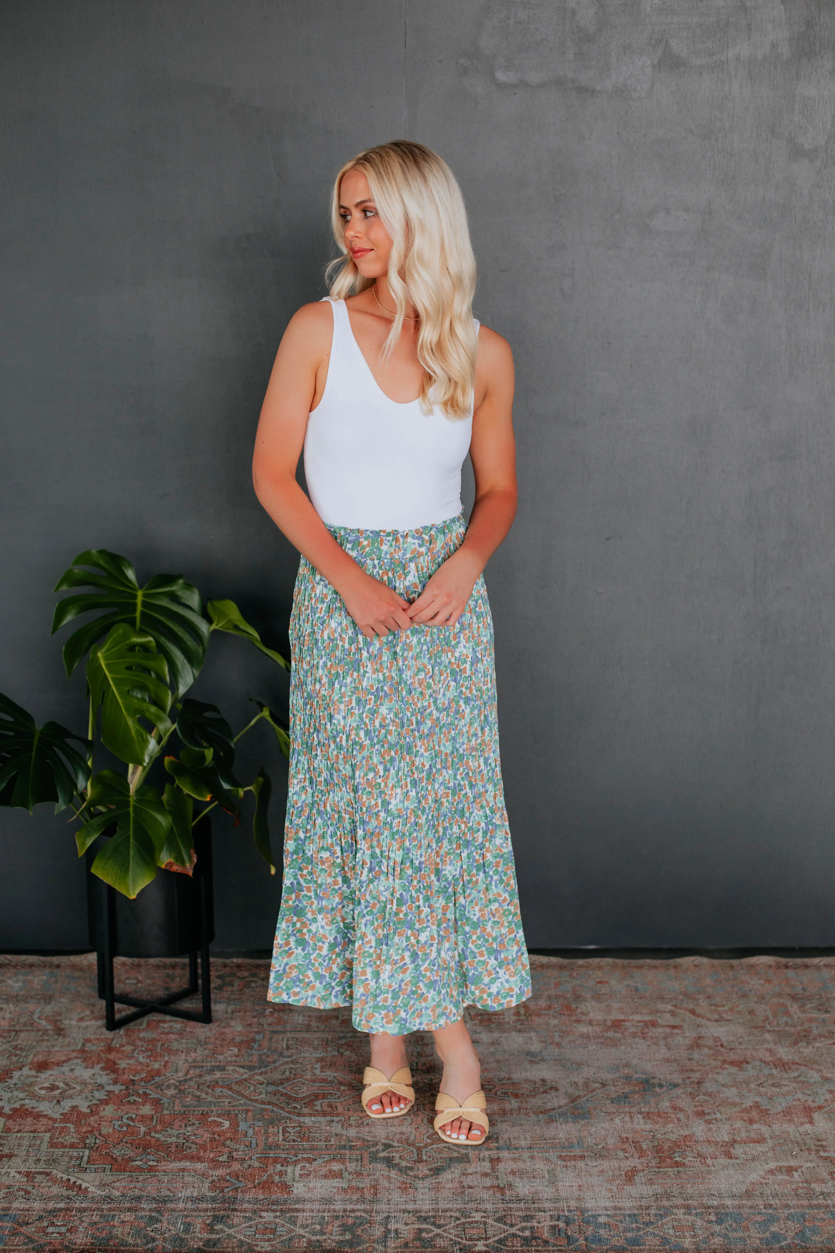 Addy Floral Skirt - Sage sold by Wild Oak Boutique