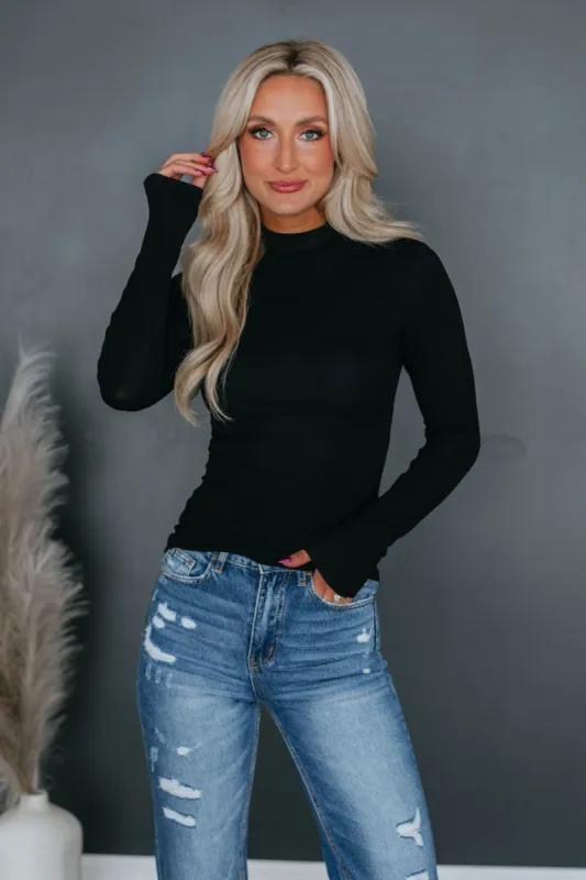 Celia Mock Neck Top - Black made by Wild Oak Boutique