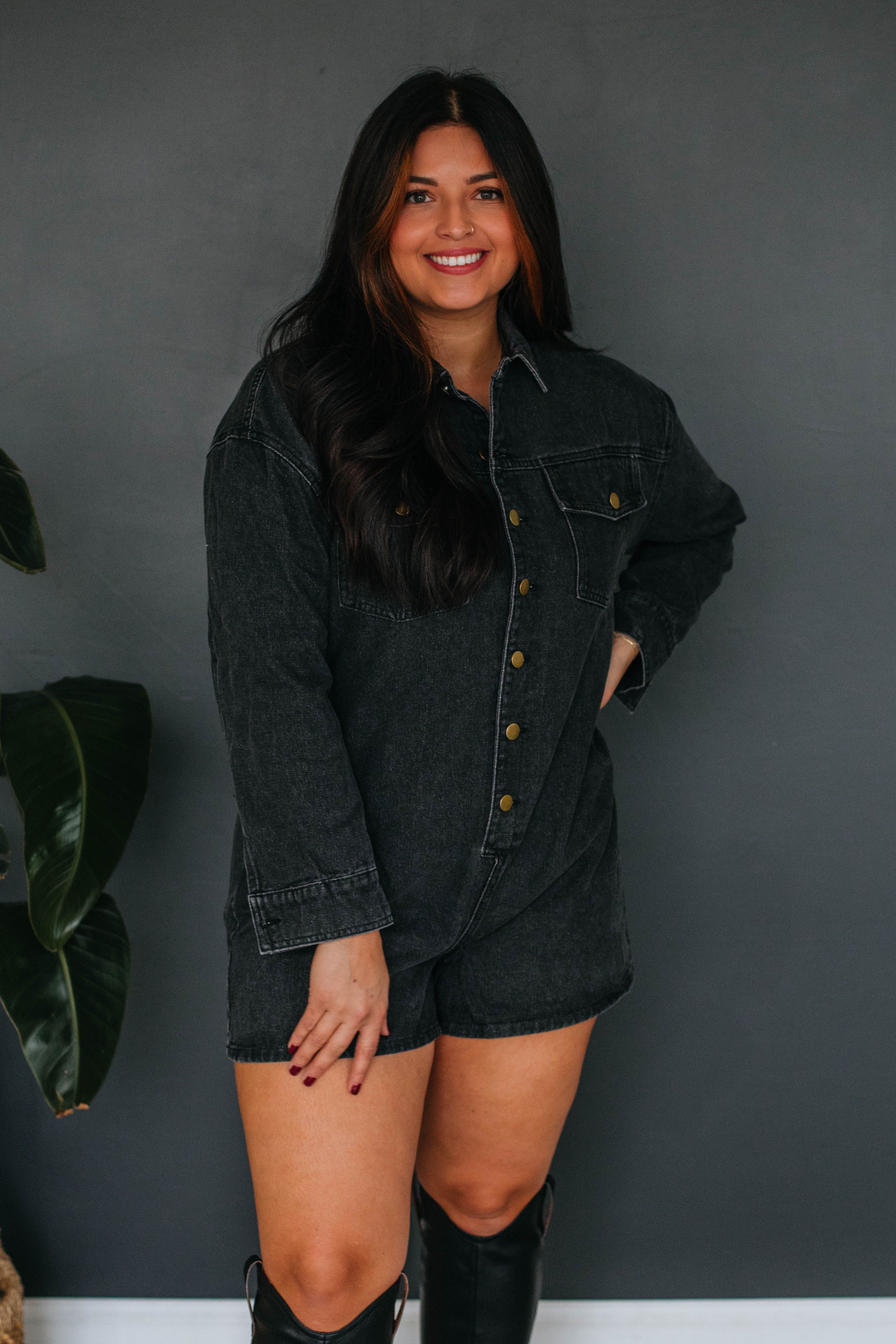 Twila Denim Romper sold by Wild Oak Boutique product image thumbnail 4