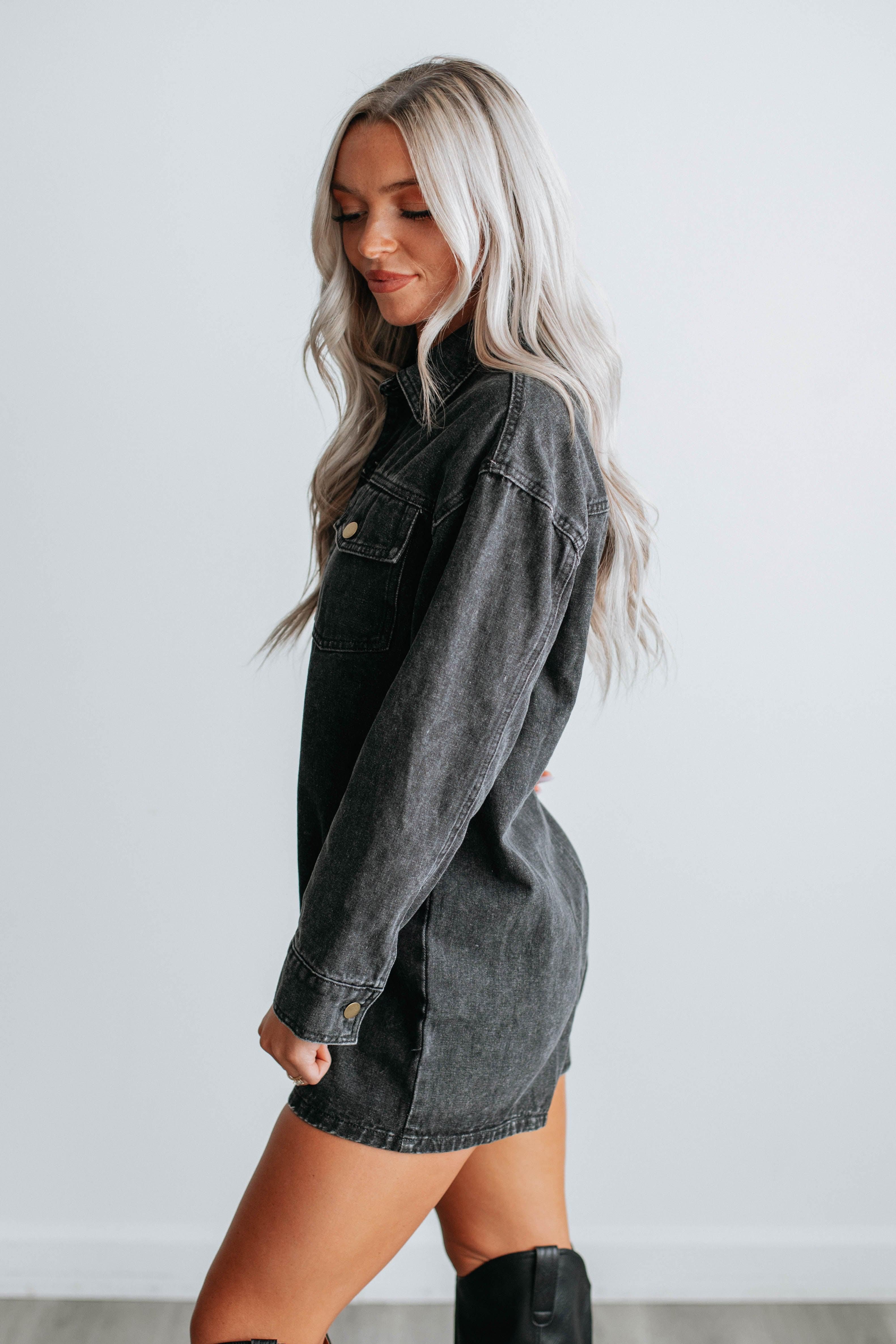 Twila Denim Romper sold by Wild Oak Boutique product image thumbnail 3
