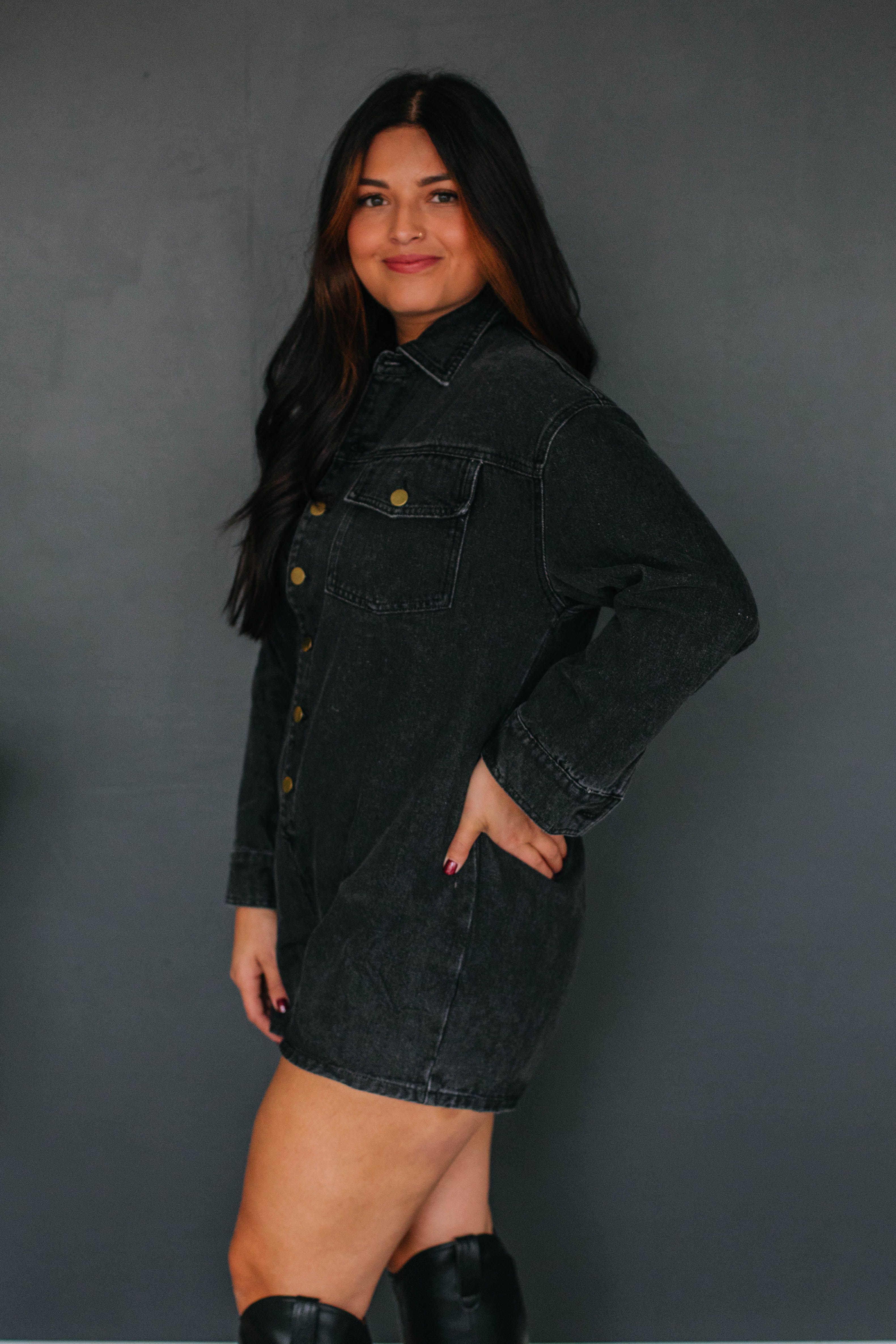 Twila Denim Romper sold by Wild Oak Boutique product image thumbnail 5