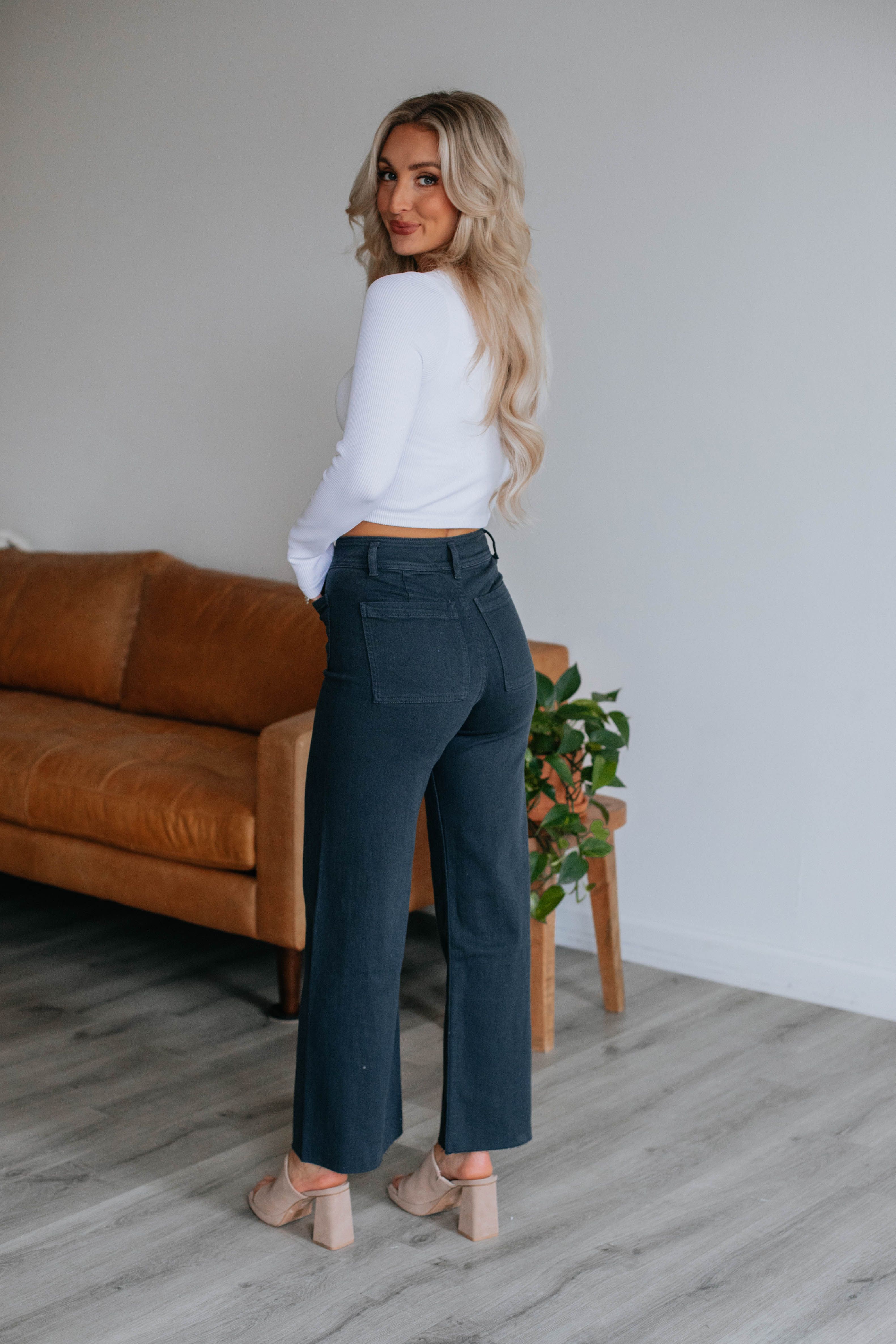 Hannah Wide Leg Pants - Navy sold by Wild Oak Boutique product image thumbnail 4