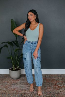 Blaine Denim Joggers sold by Wild Oak Boutique