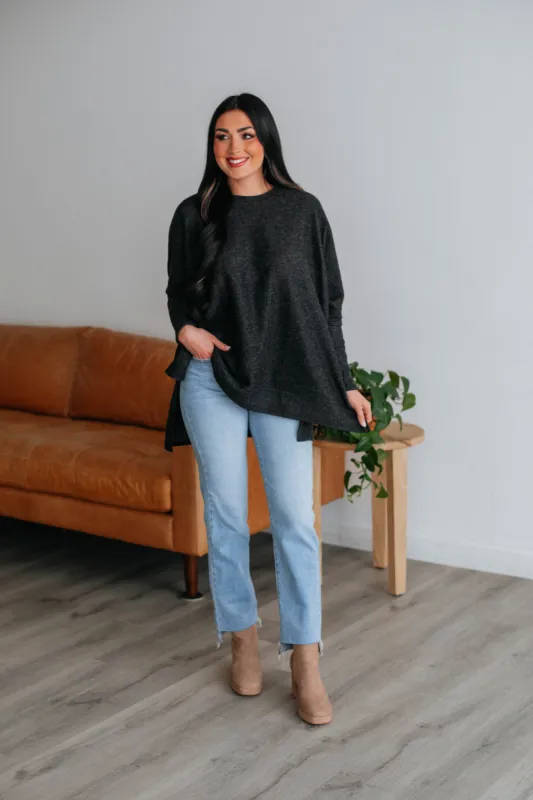 Felix Oversized Top - Charcoal sold by Wild Oak Boutique