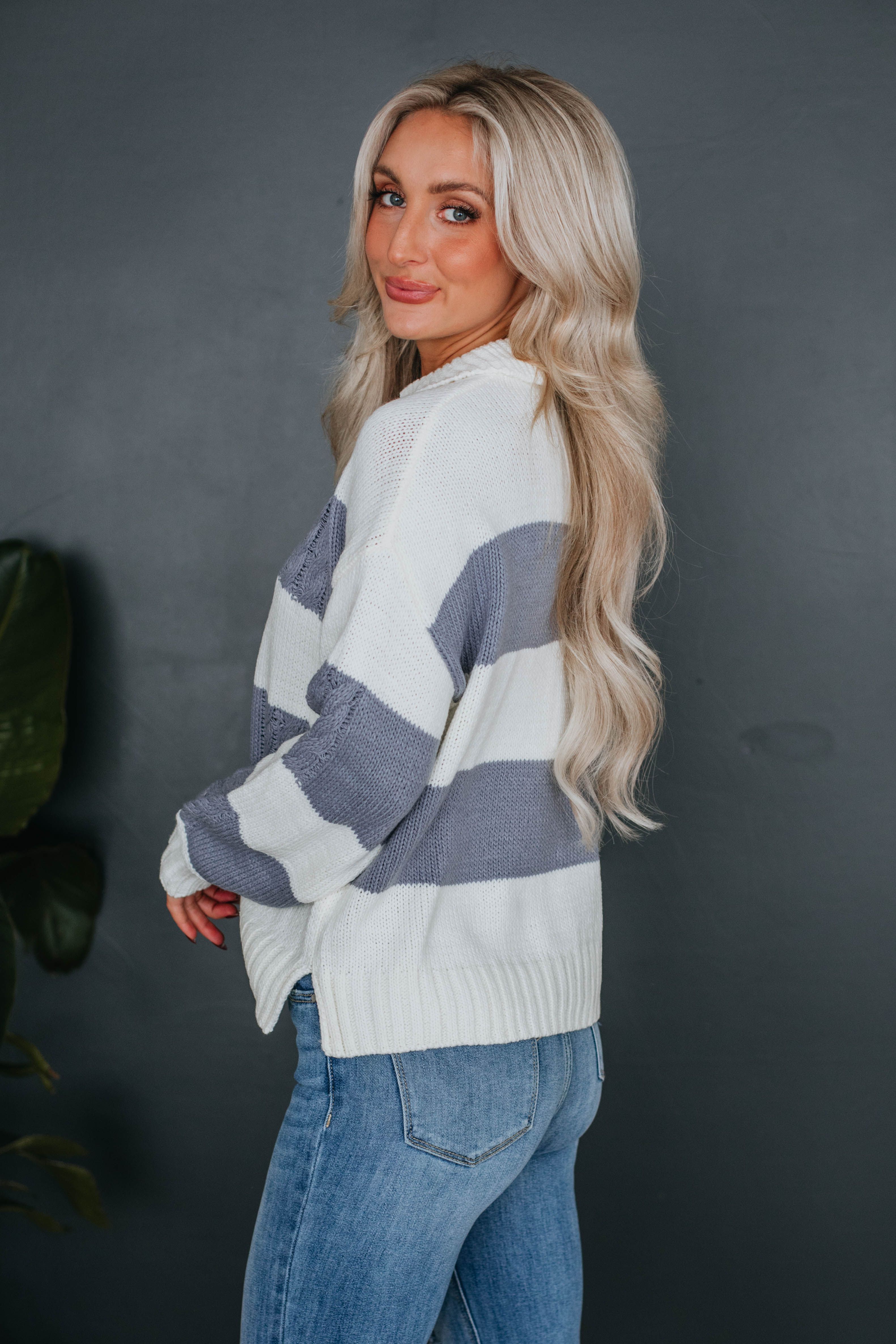 Heather Striped Sweater - Dove sold by Wild Oak Boutique product image thumbnail 5