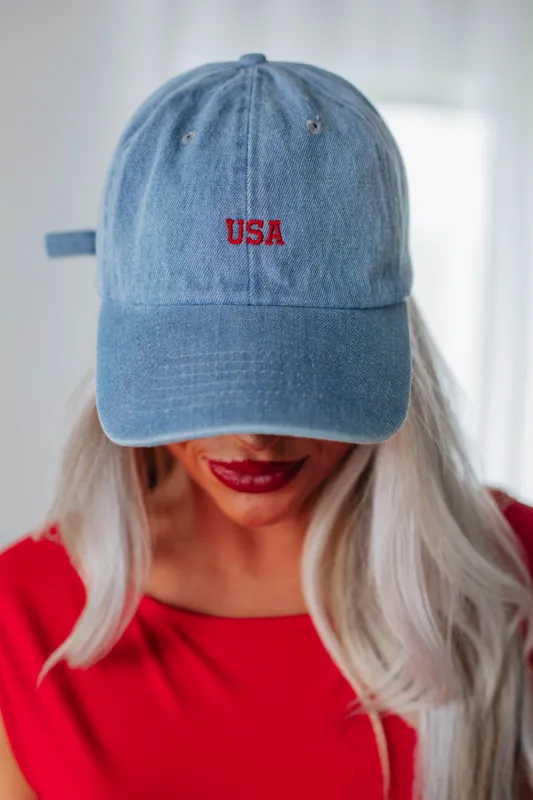USA Denim Baseball Cap sold by Wild Oak Boutique