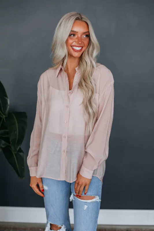 Selah Button Down - Blush sold by Wild Oak Boutique