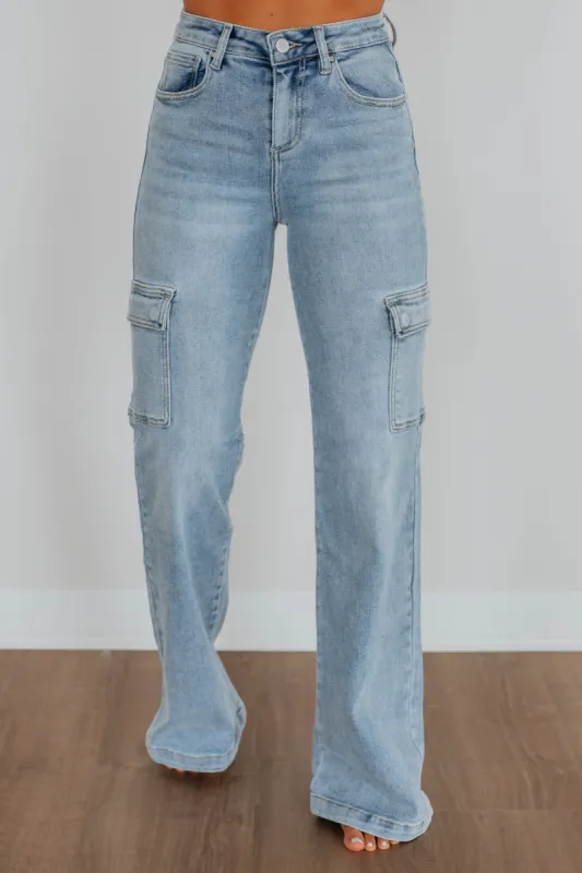 Leigh Risen Cargo Jeans - Light Wash sold by Wild Oak Boutique