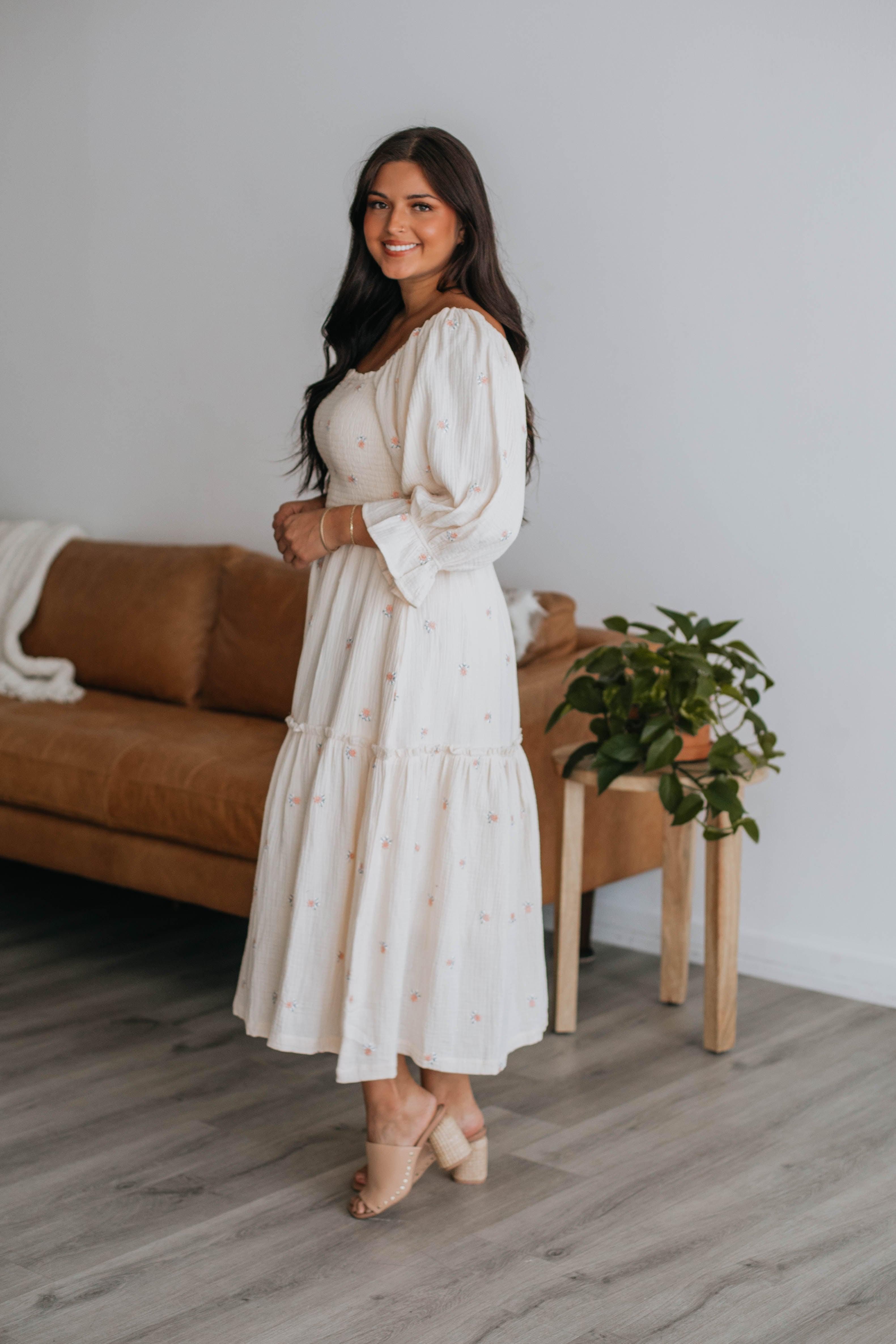 Darcy Midi Dress - Cream sold by Wild Oak Boutique product image thumbnail 6