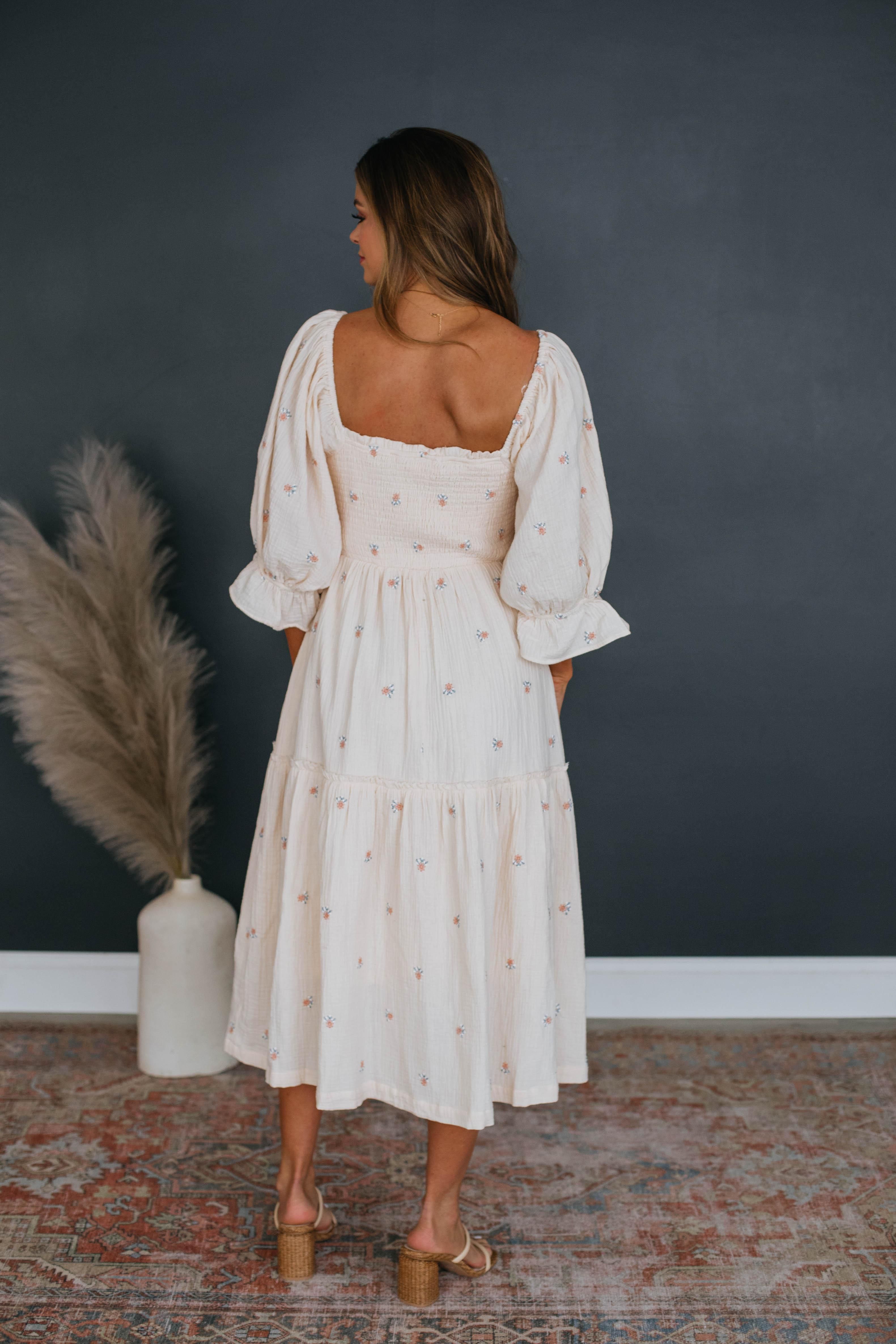 Darcy Midi Dress - Cream sold by Wild Oak Boutique product image thumbnail 3
