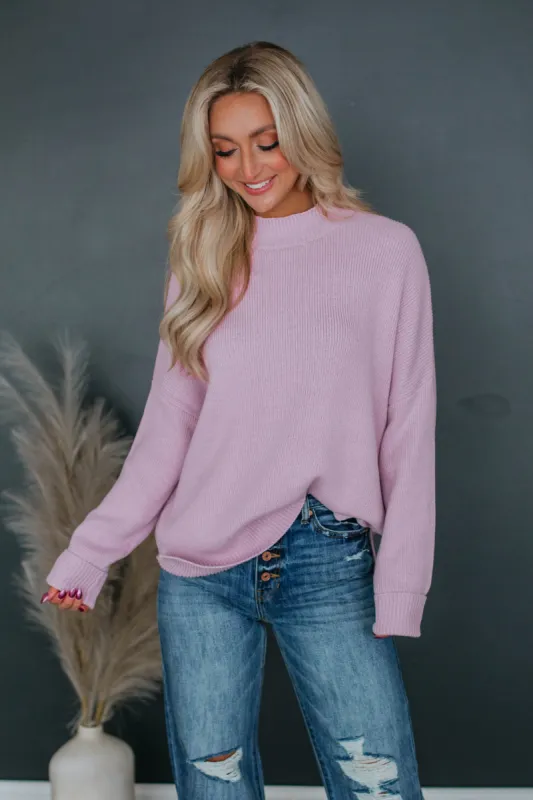 Chelsea Mock Neck Sweater - Lilac sold by Wild Oak Boutique