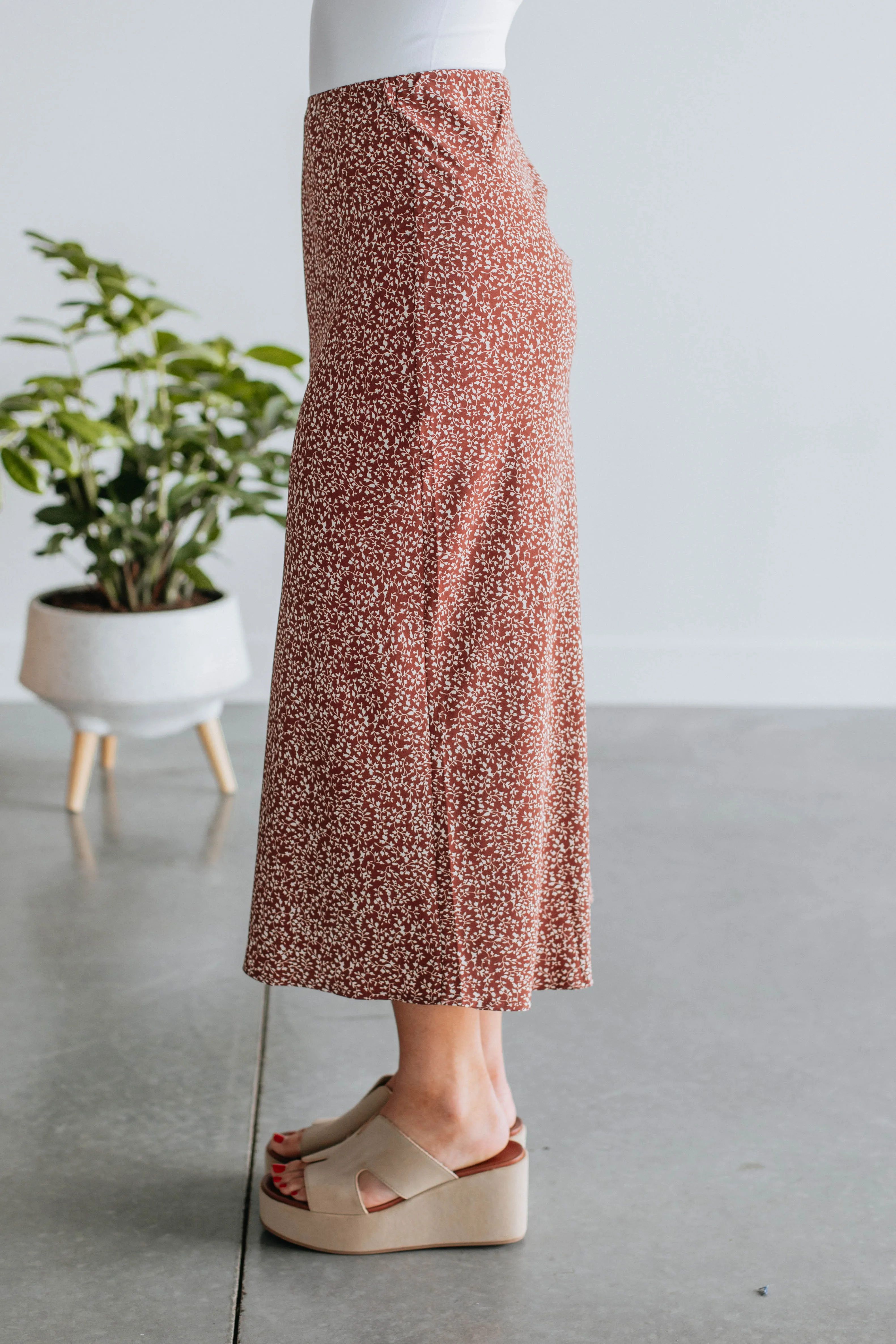 Hallie Floral Midi Skirt - Cinnamon sold by Wild Oak Boutique product image thumbnail 4