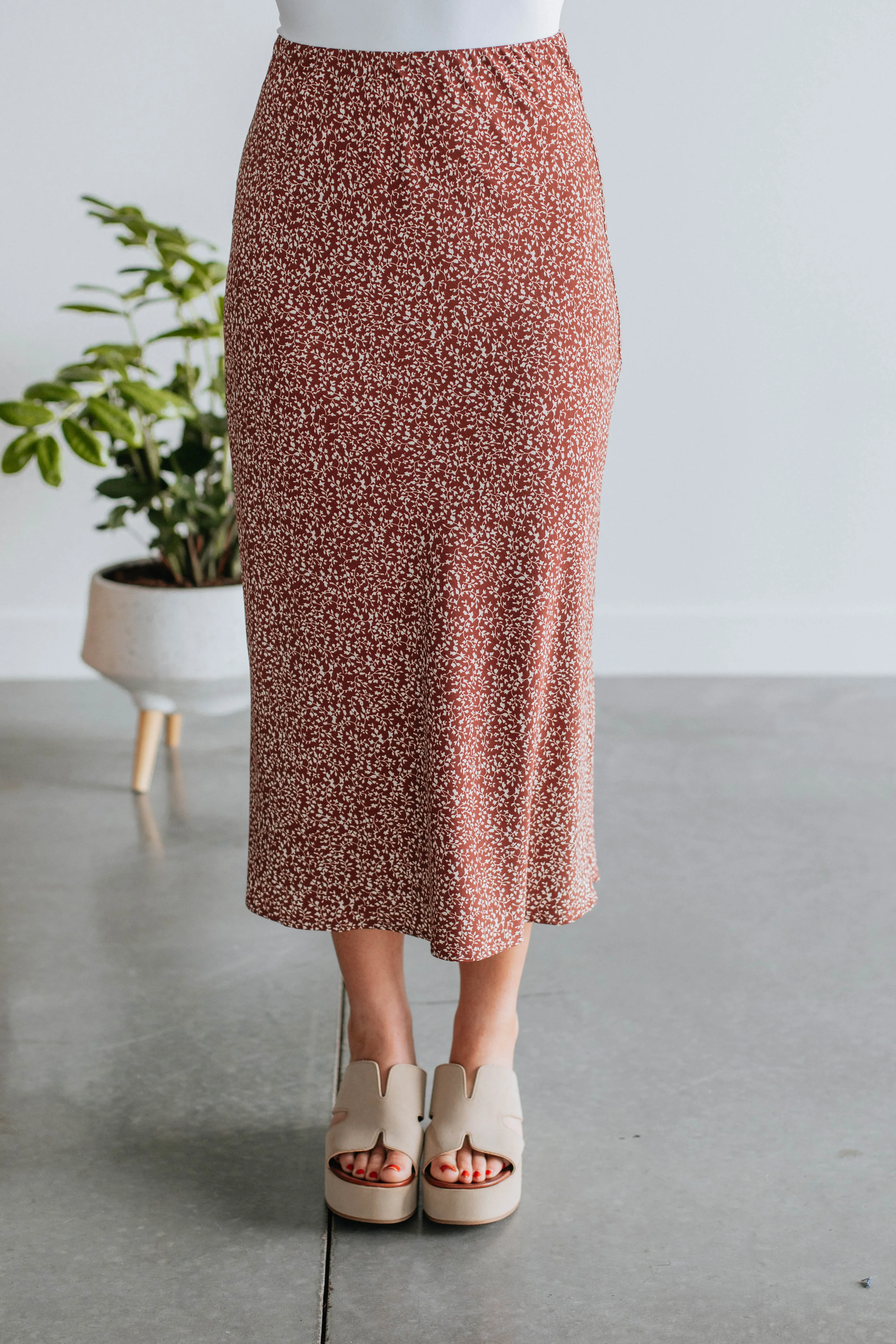 Hallie Floral Midi Skirt - Cinnamon sold by Wild Oak Boutique product image thumbnail 2