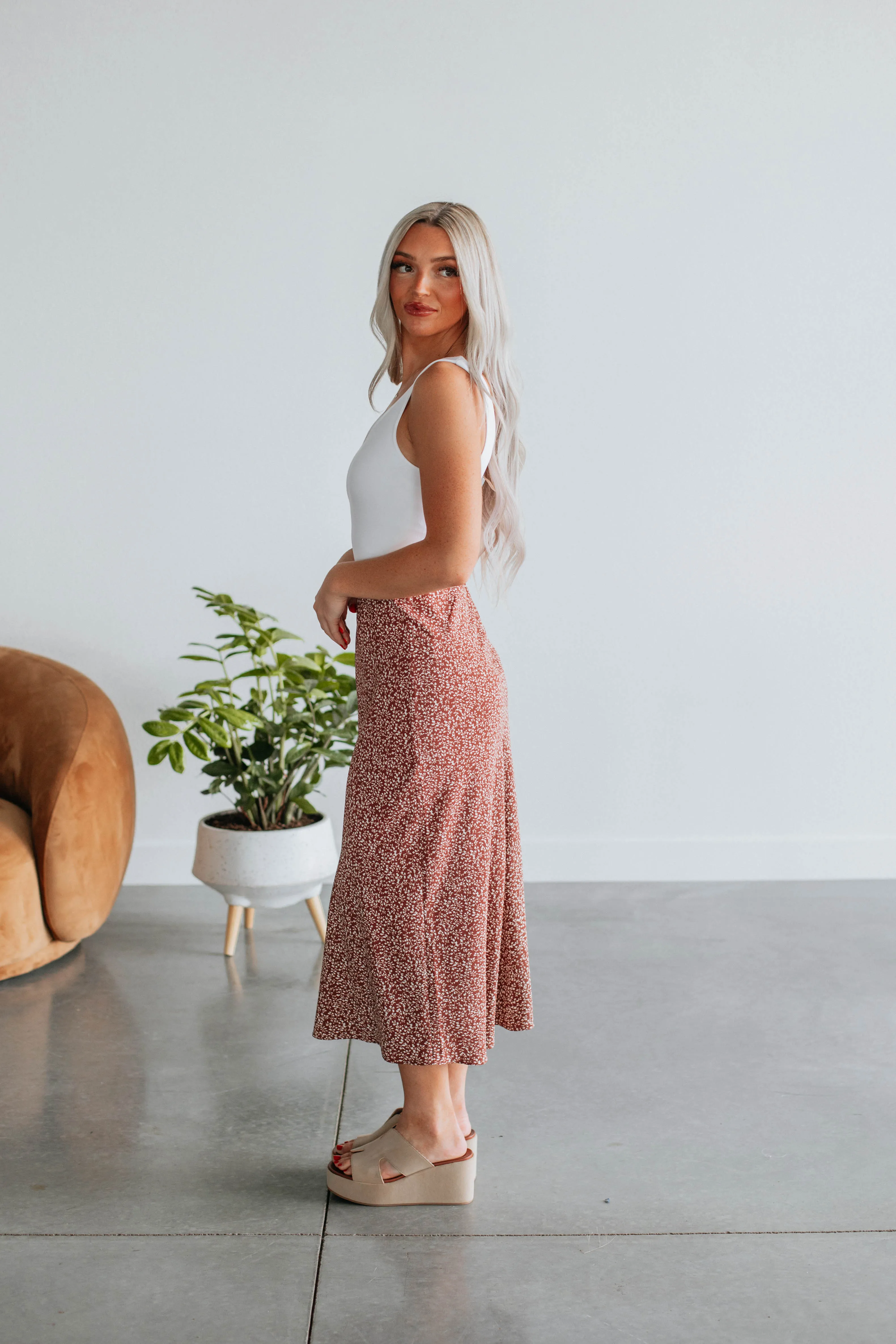 Hallie Floral Midi Skirt - Cinnamon sold by Wild Oak Boutique product image thumbnail 3