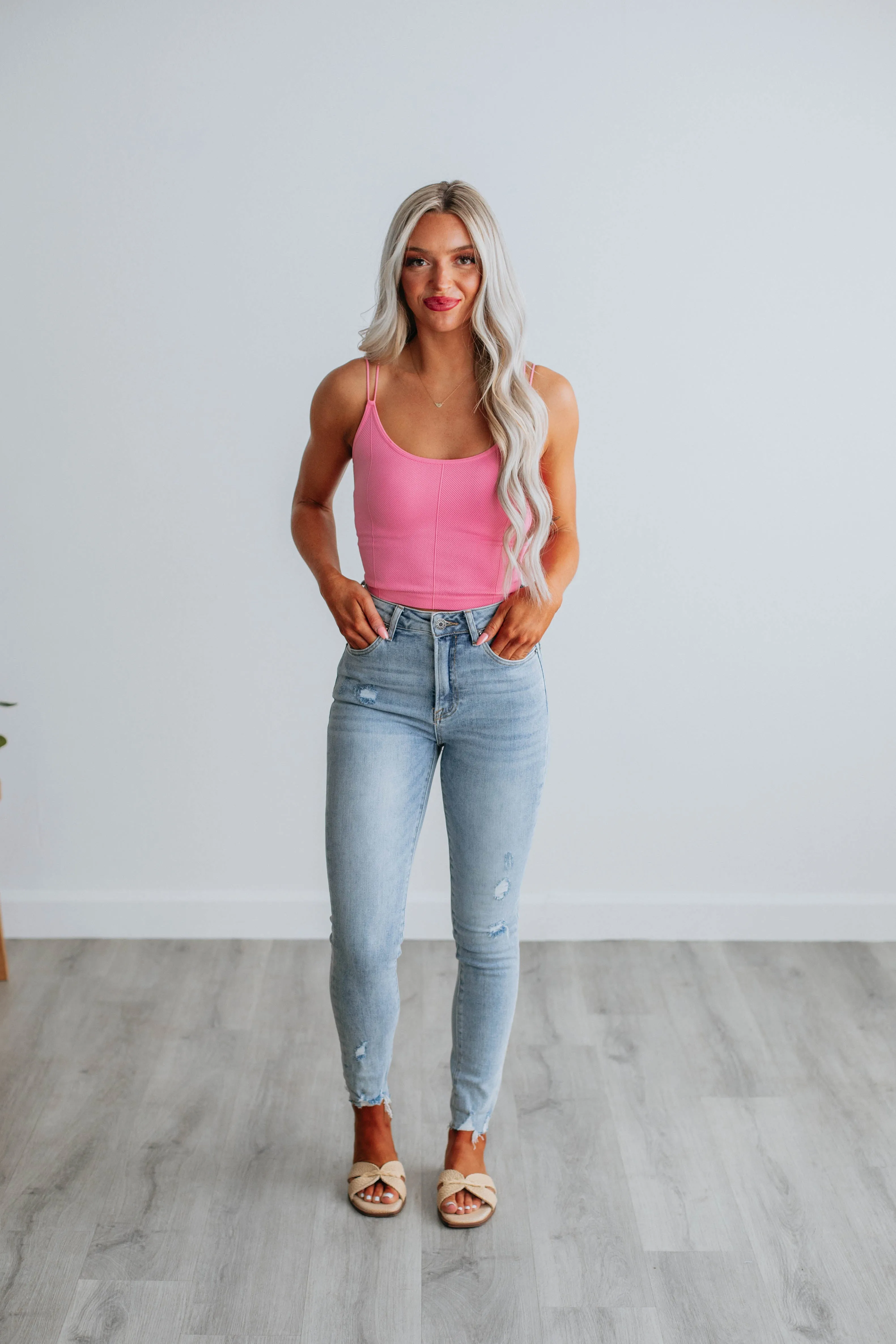 Lexis Ribbed Tank - Flamingo sold by Wild Oak Boutique product image thumbnail 2