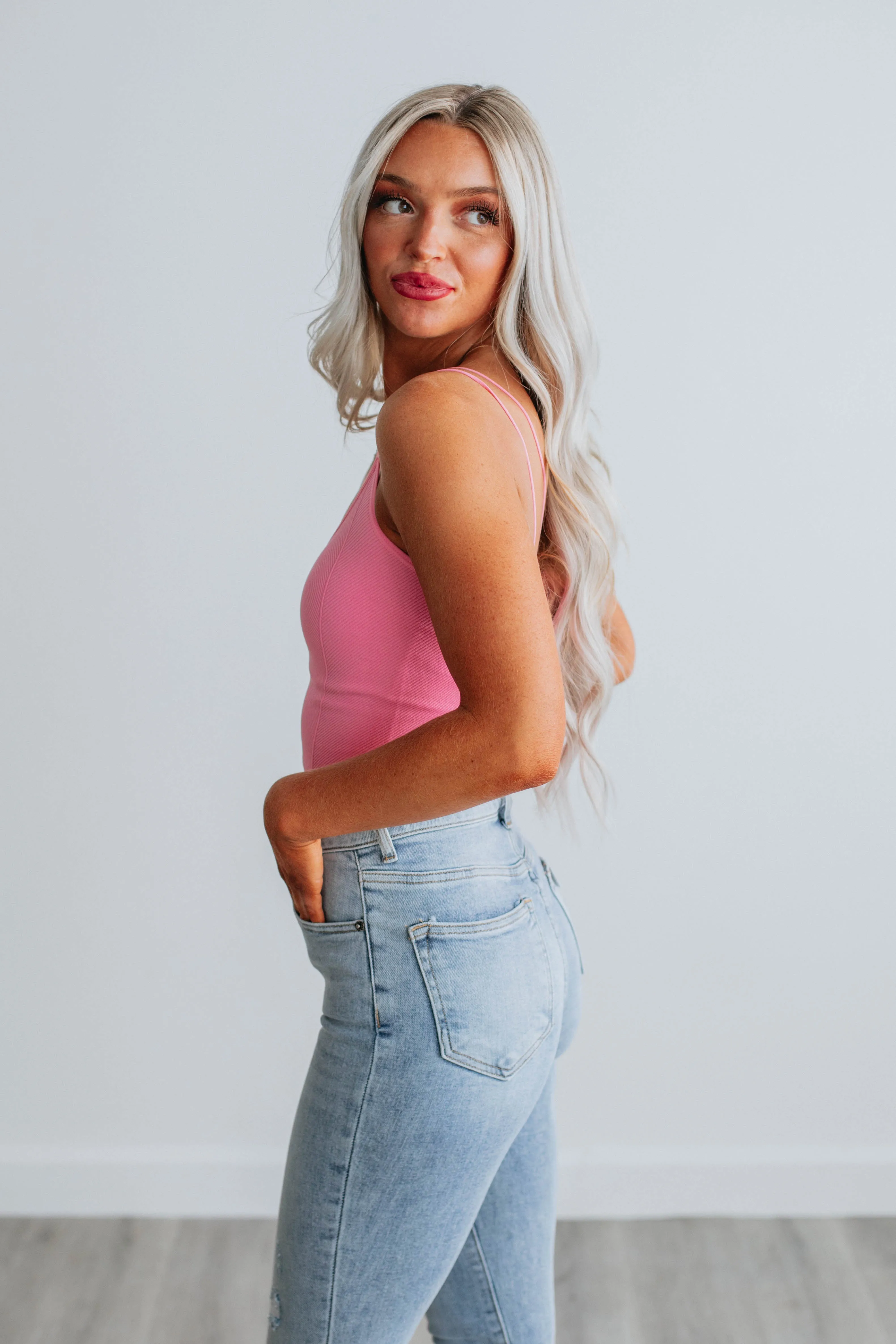 Lexis Ribbed Tank - Flamingo sold by Wild Oak Boutique product image thumbnail 3