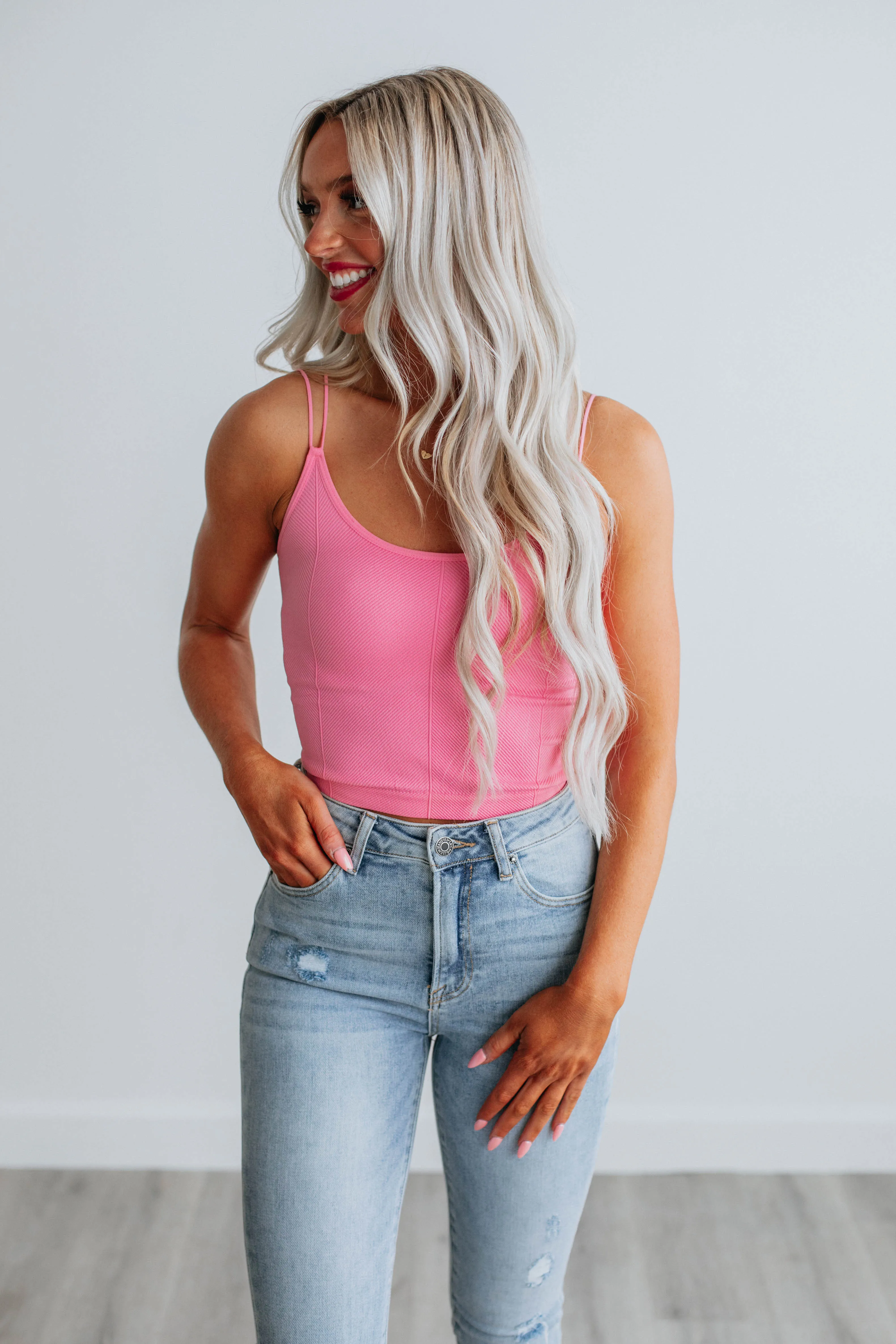 Lexis Ribbed Tank - Flamingo sold by Wild Oak Boutique