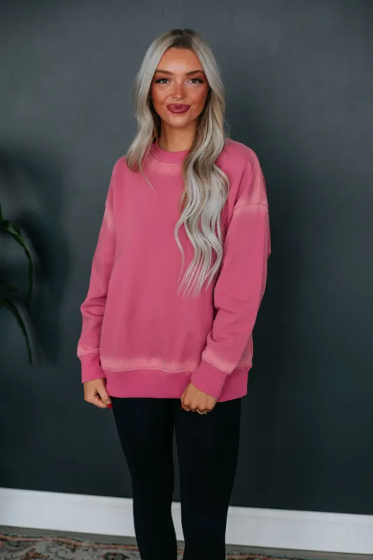 Silas Oversized Crewneck - Pink sold by Wild Oak Boutique