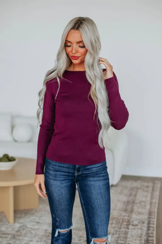 Anissa Sweater - Deep Plum sold by Wild Oak Boutique