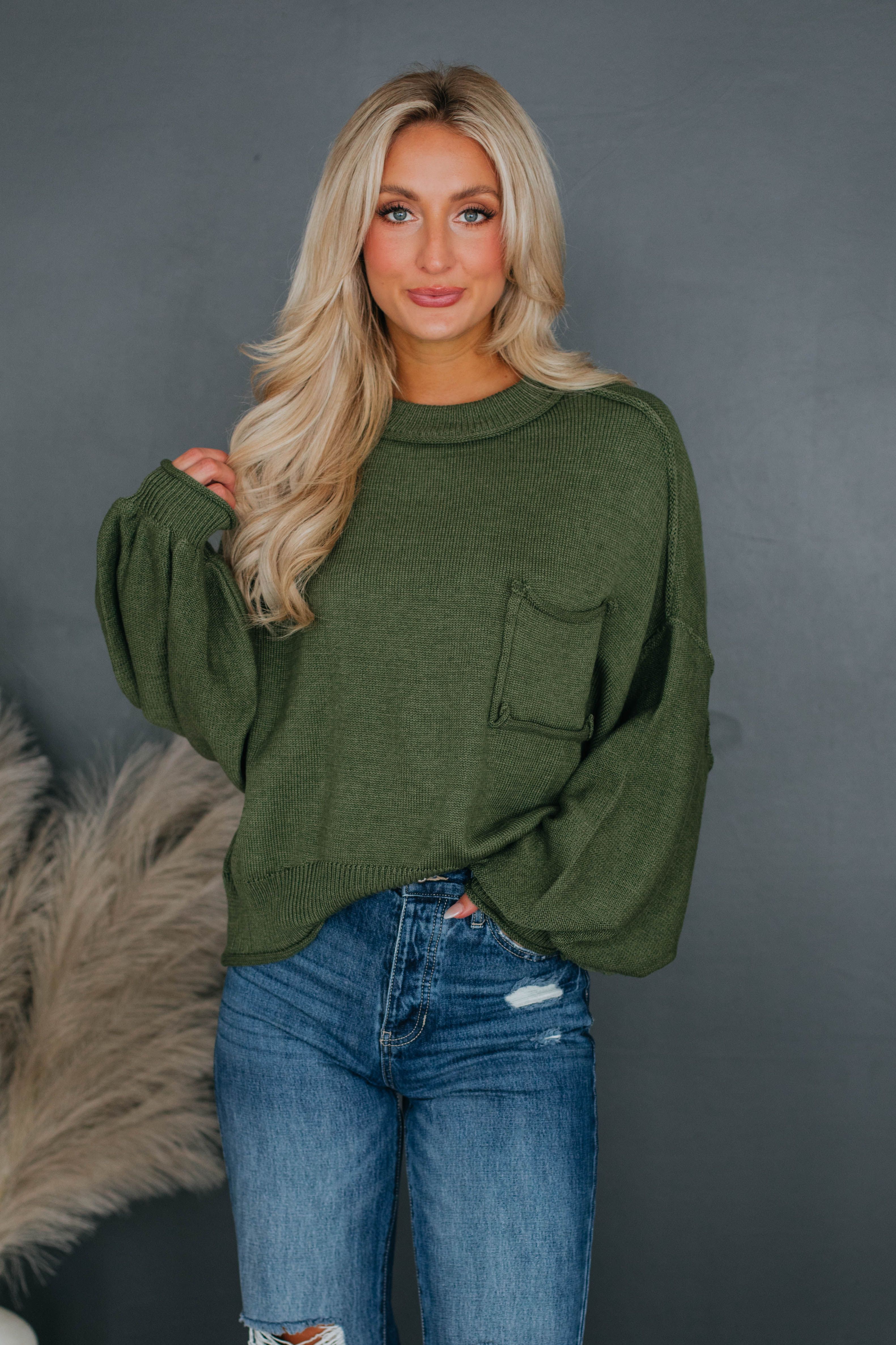 Lyndon Sweater - Olive sold by Wild Oak Boutique
