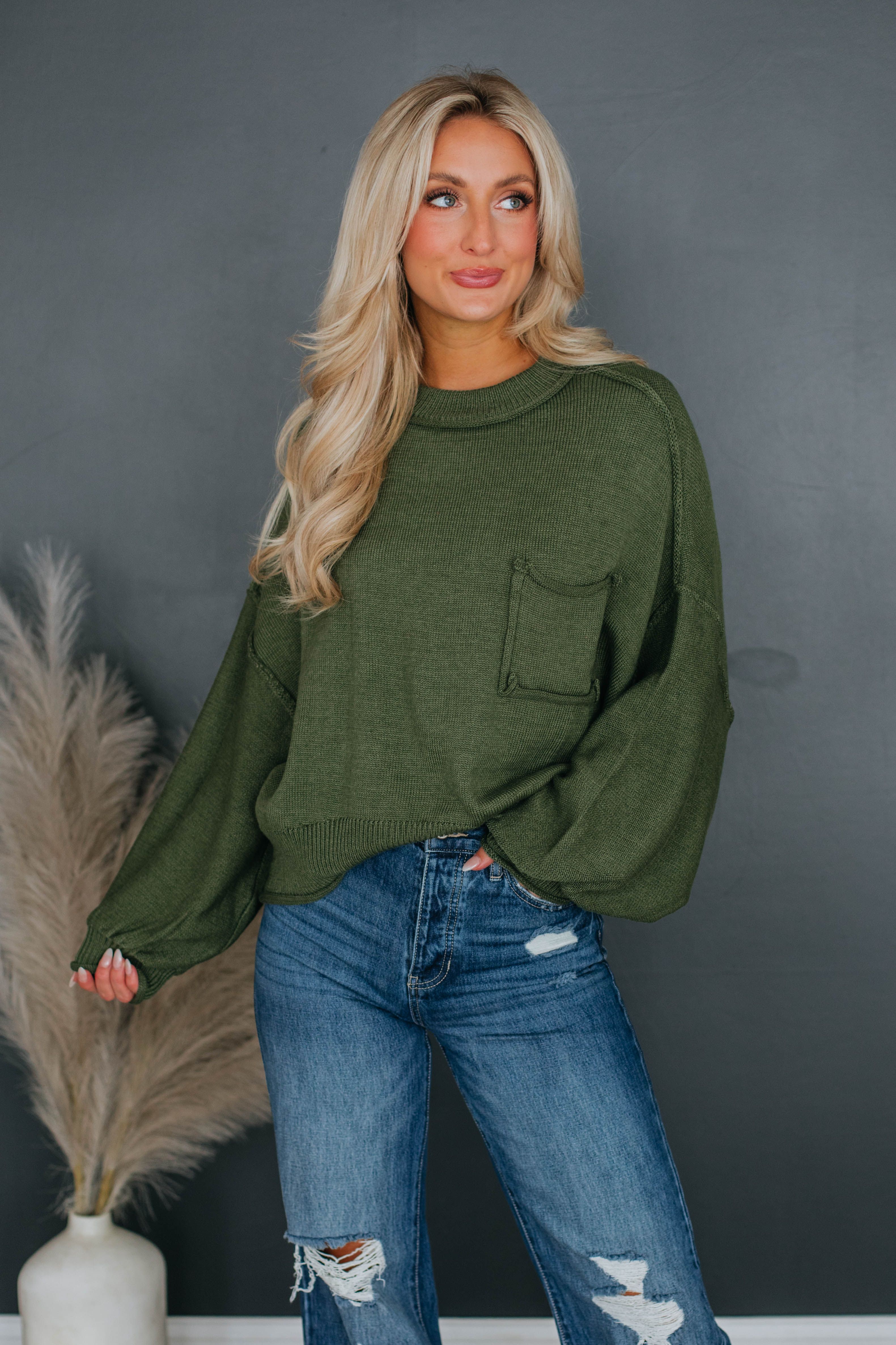 Lyndon Sweater - Olive sold by Wild Oak Boutique product image thumbnail 4