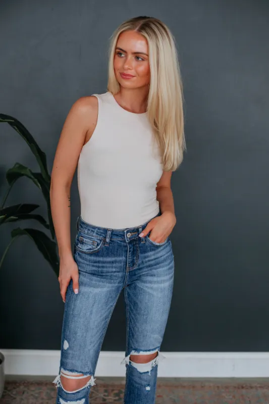 April Ribbed Bodysuit - Natural sold by Wild Oak Boutique