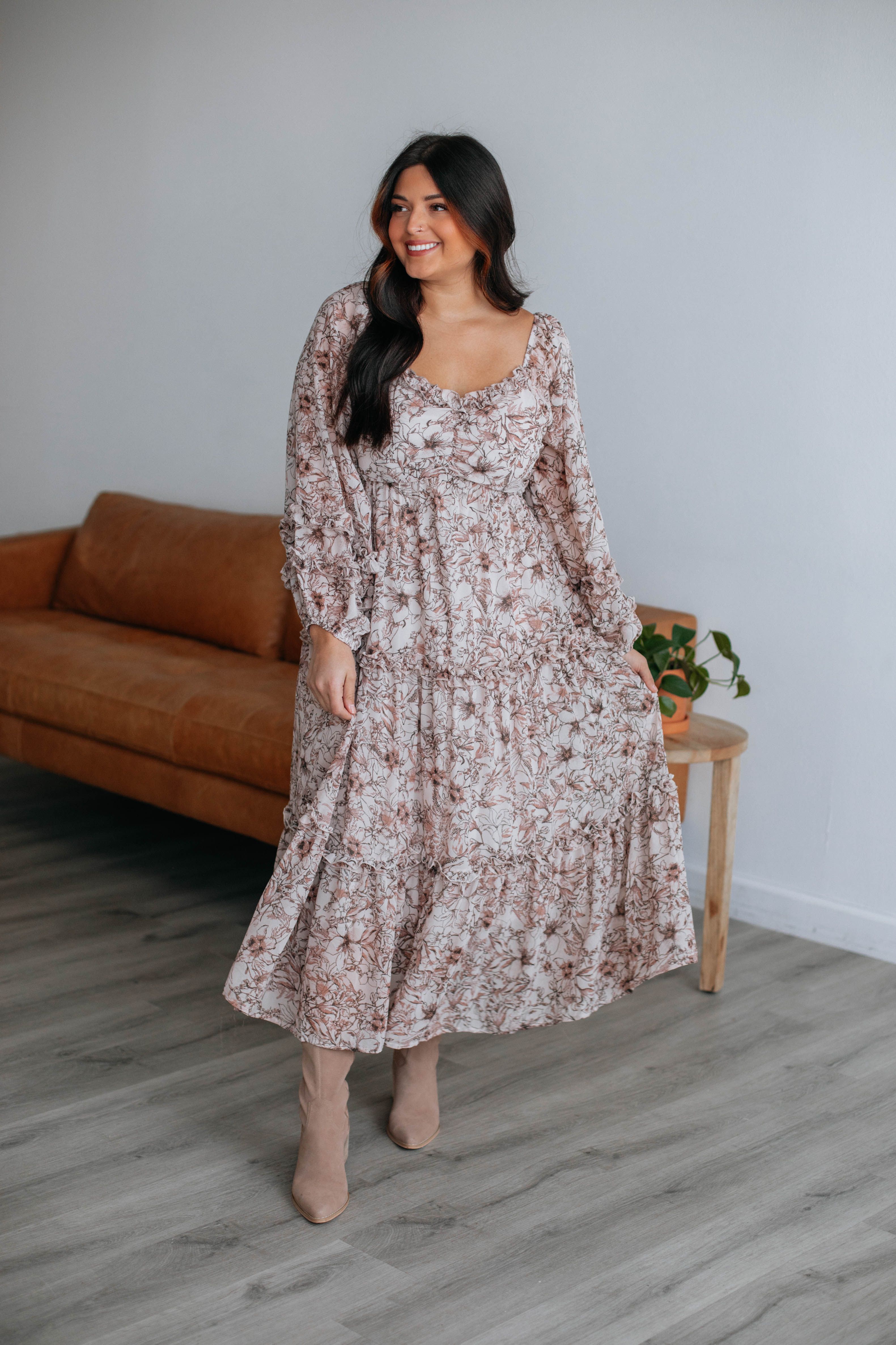 Lynn Floral Midi Dress sold by Wild Oak Boutique