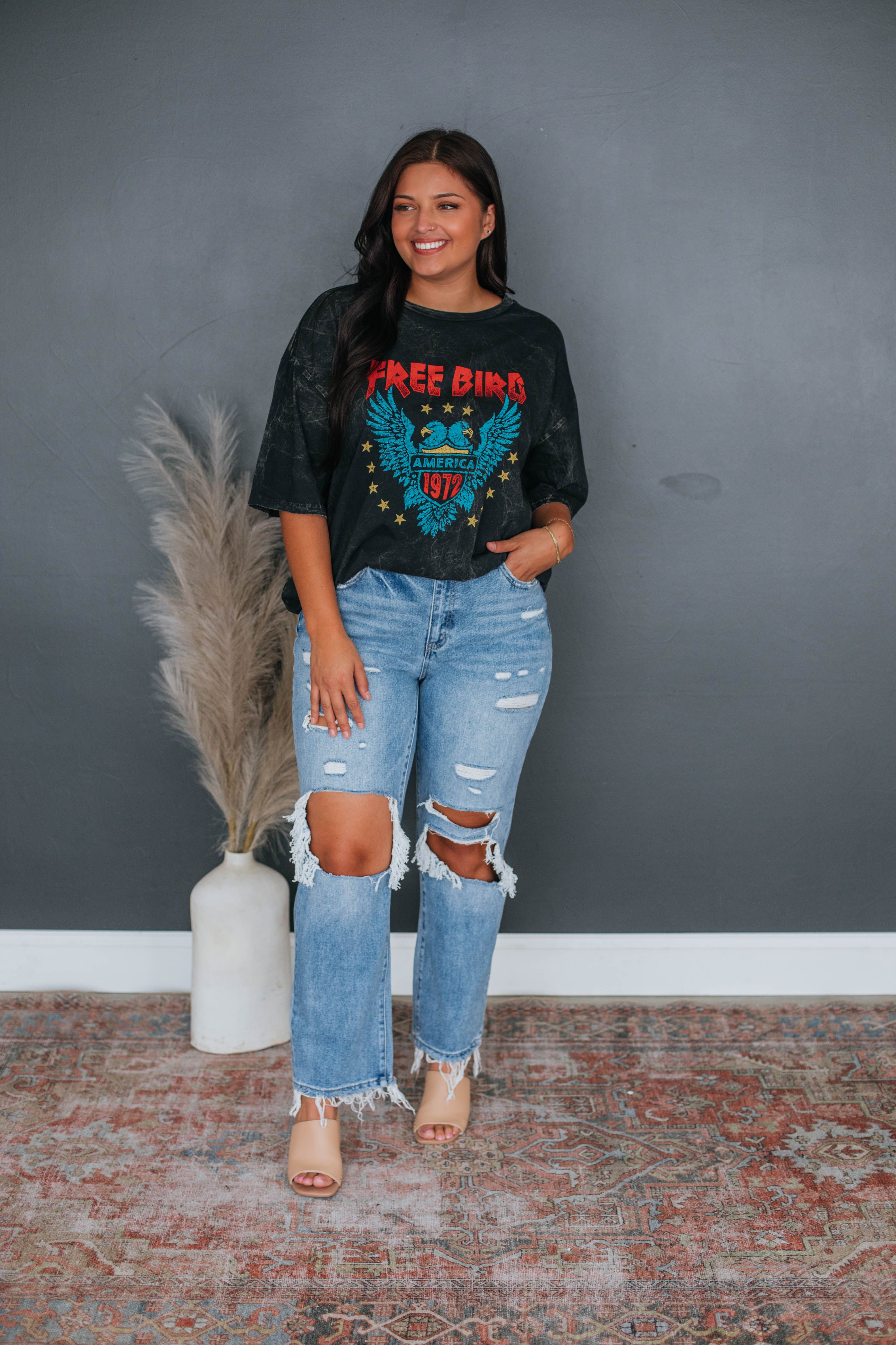 Free Bird Oversized Graphic Tee sold by Wild Oak Boutique product image thumbnail 6