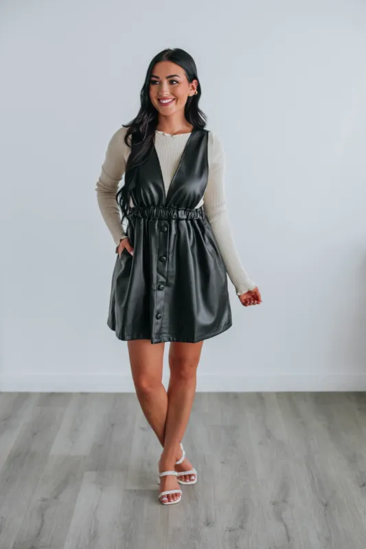 Kienna Leather Mini Dress sold by Wild Oak Boutique