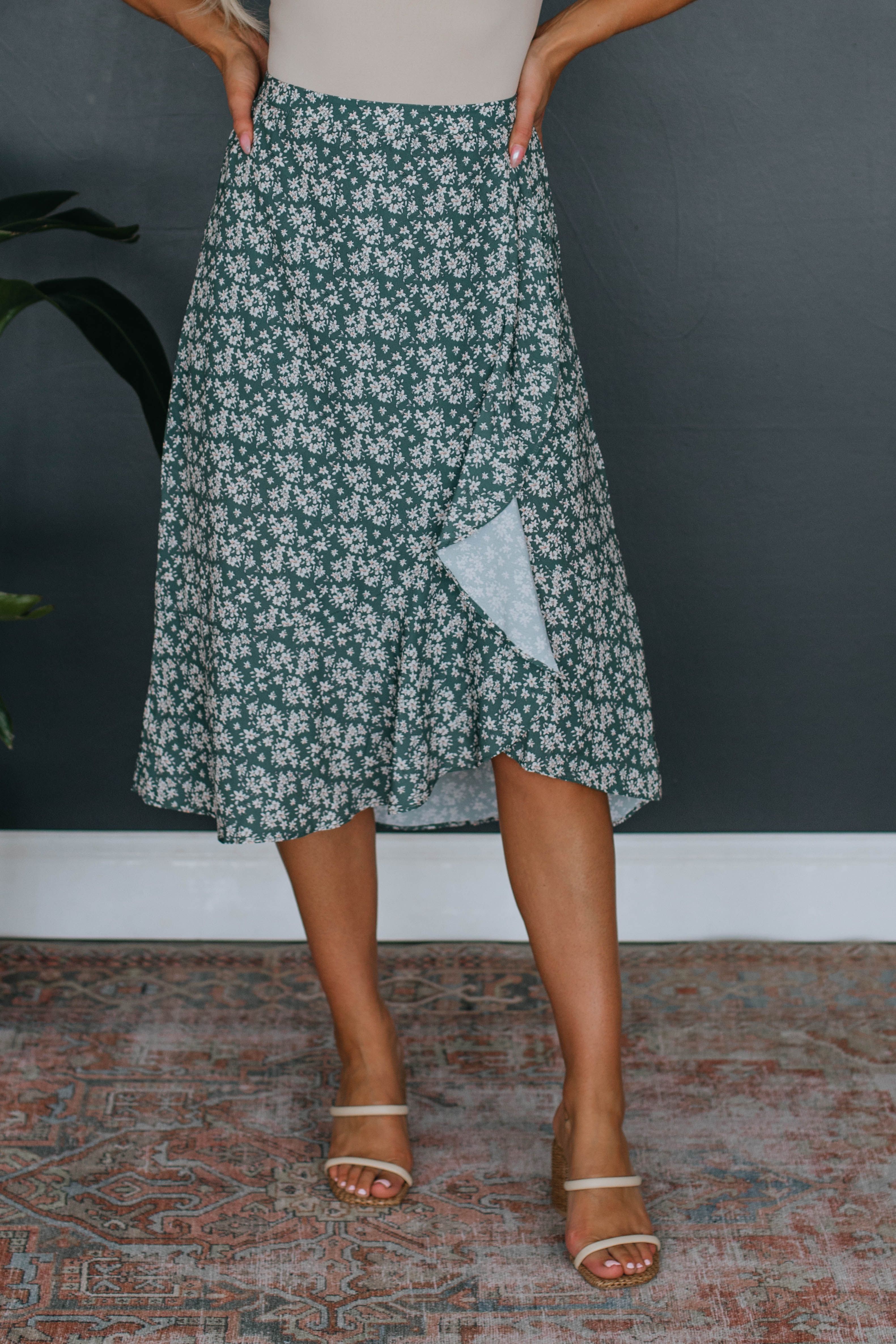 Lindsey Floral Skirt - Dark Sage sold by Wild Oak Boutique product image thumbnail 2