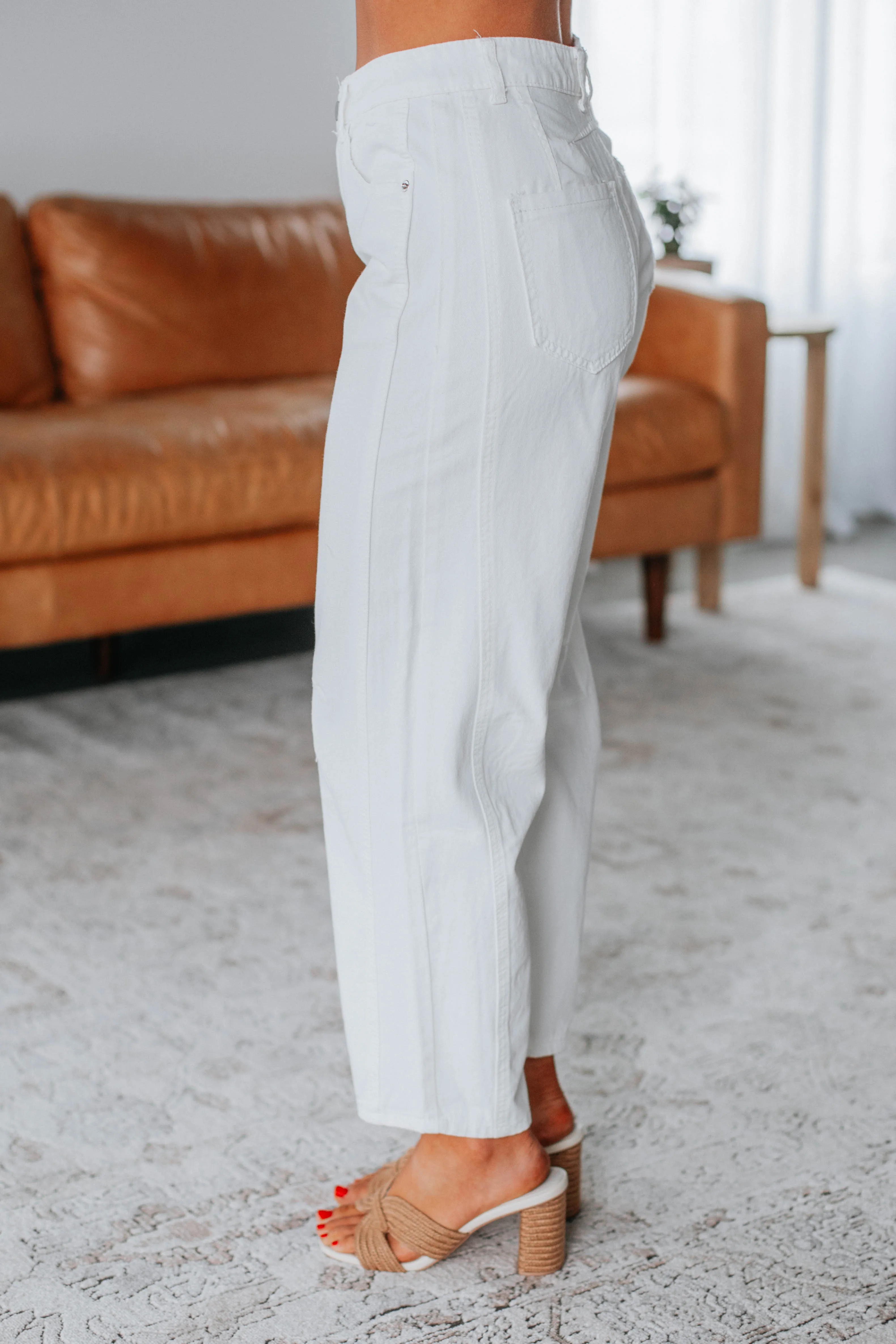 Landen Barrel Pants - Cream sold by Wild Oak Boutique product image thumbnail 5